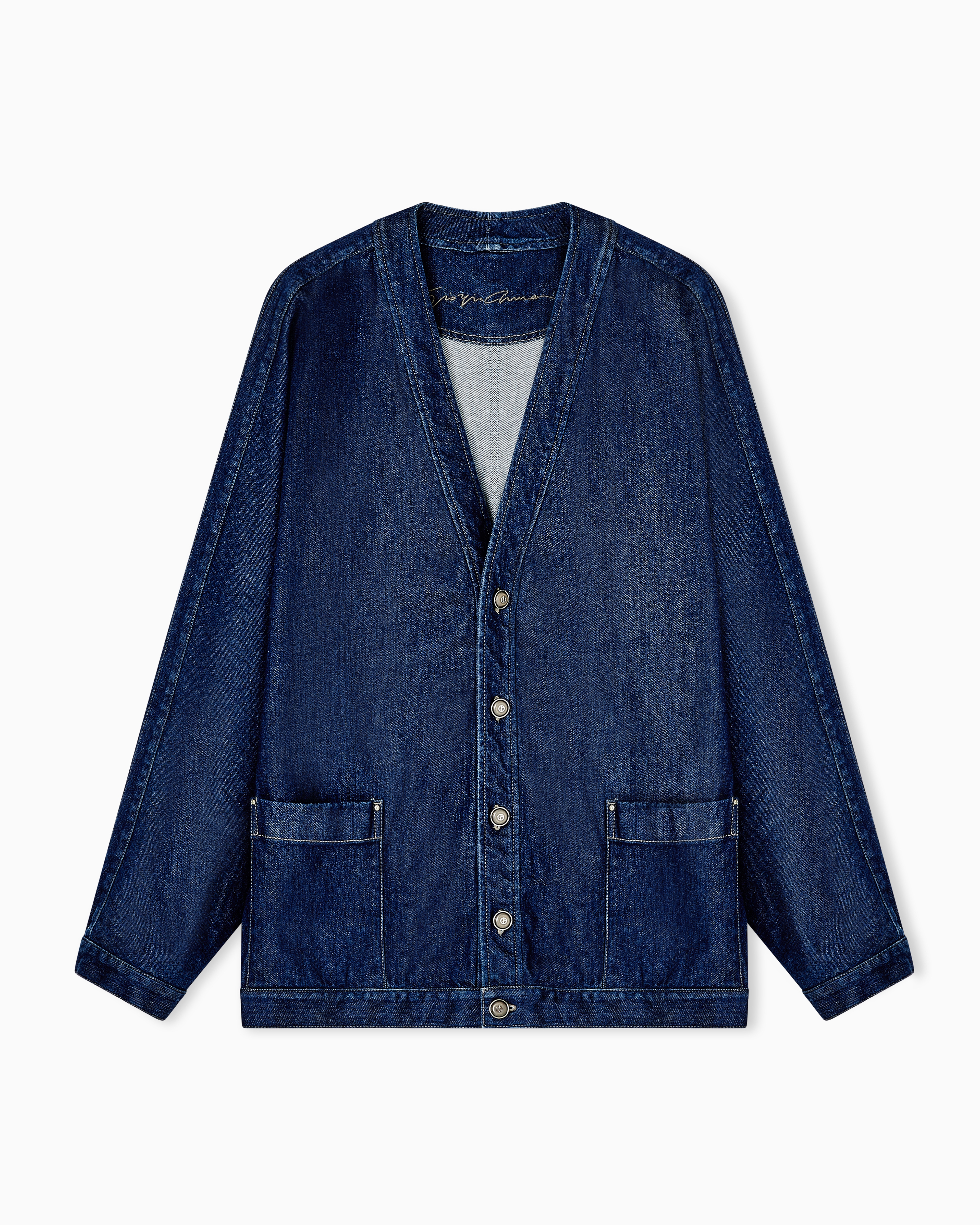 Giorgio Armani Blue Stretch Cotton-Denim Shirt Jacket Denim Collection