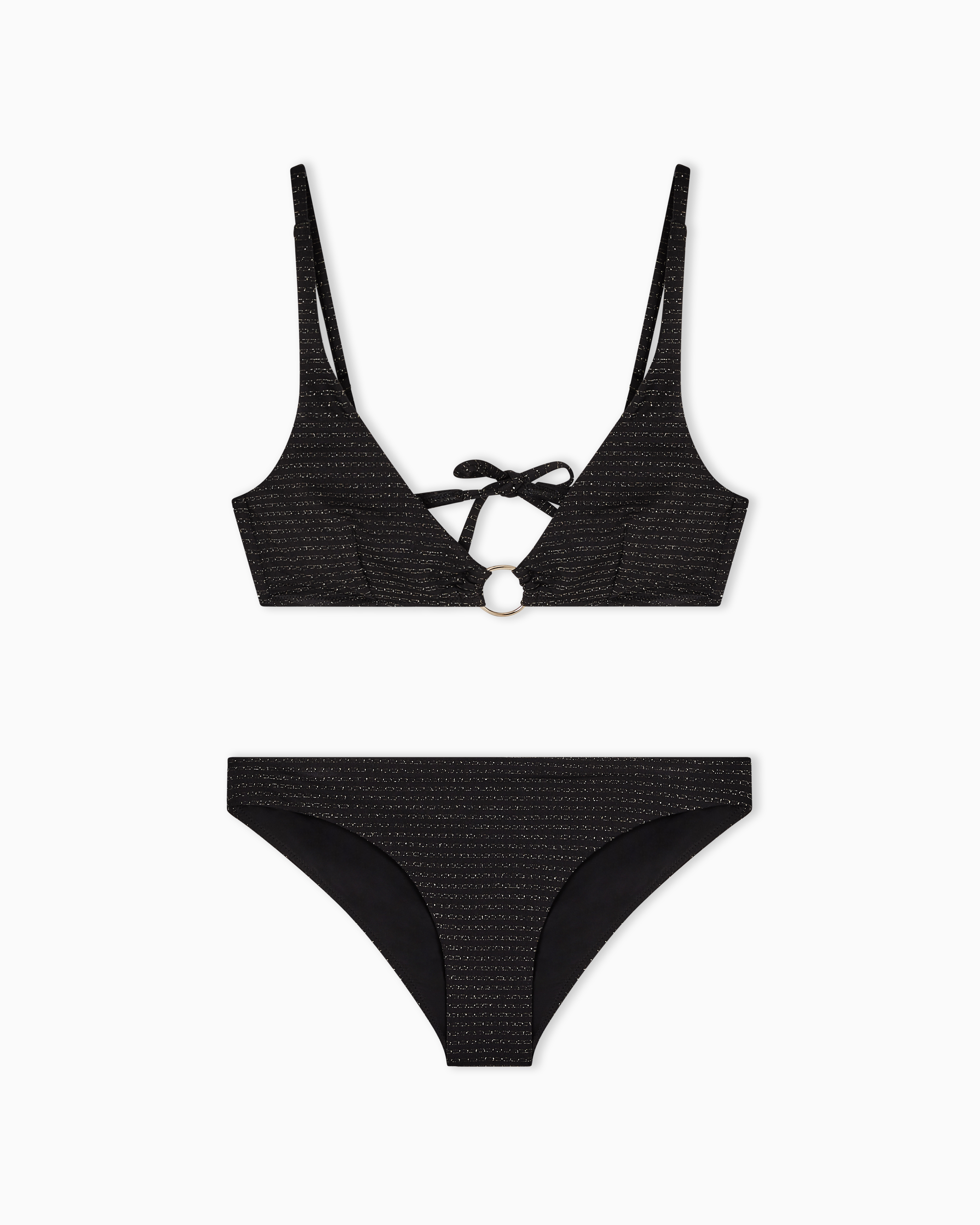 Emporio Armani Black Padded Lycra And Lurex Triangle Bikini