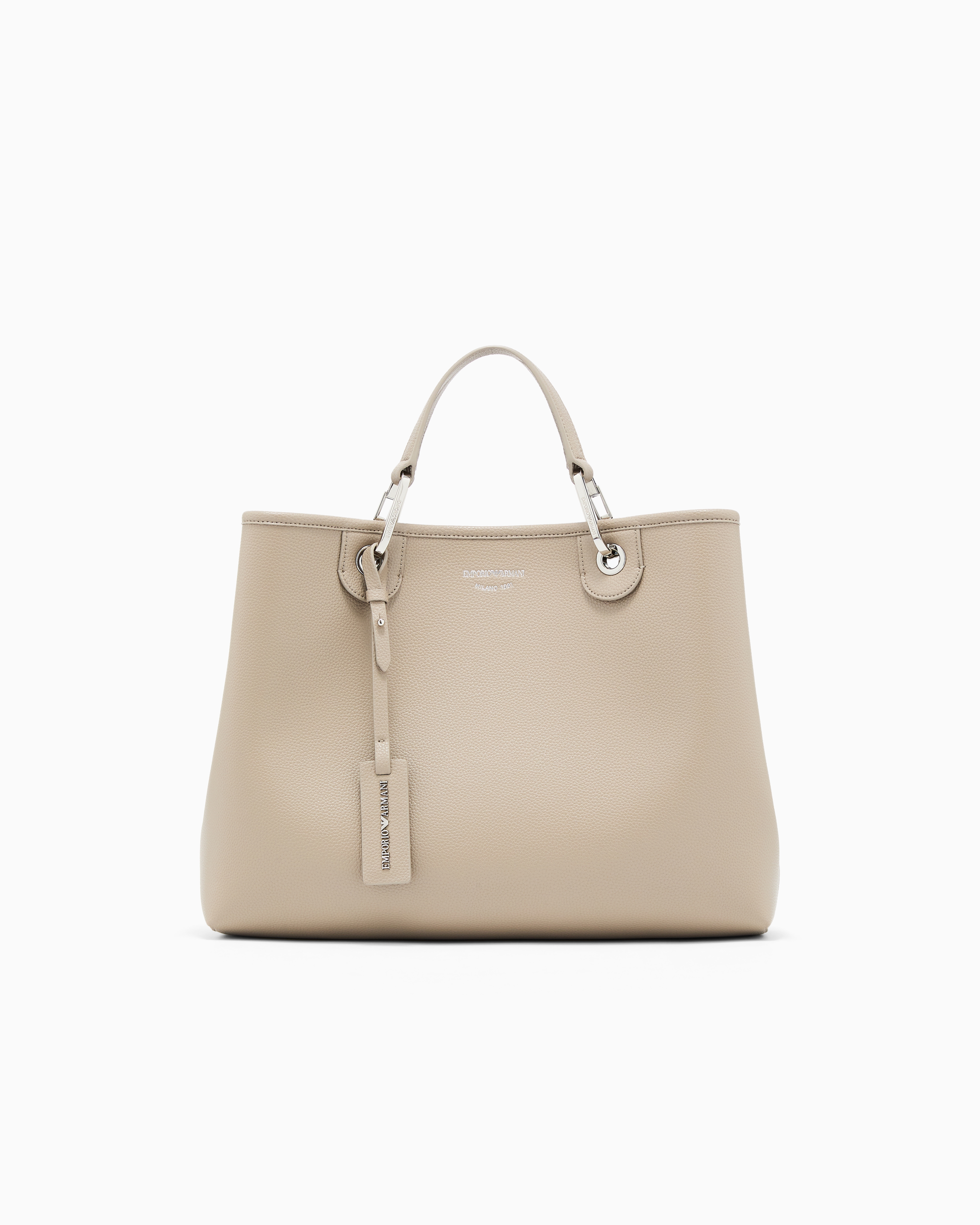 Shopping bag with a pebbled texture and dual top handles | Emporio