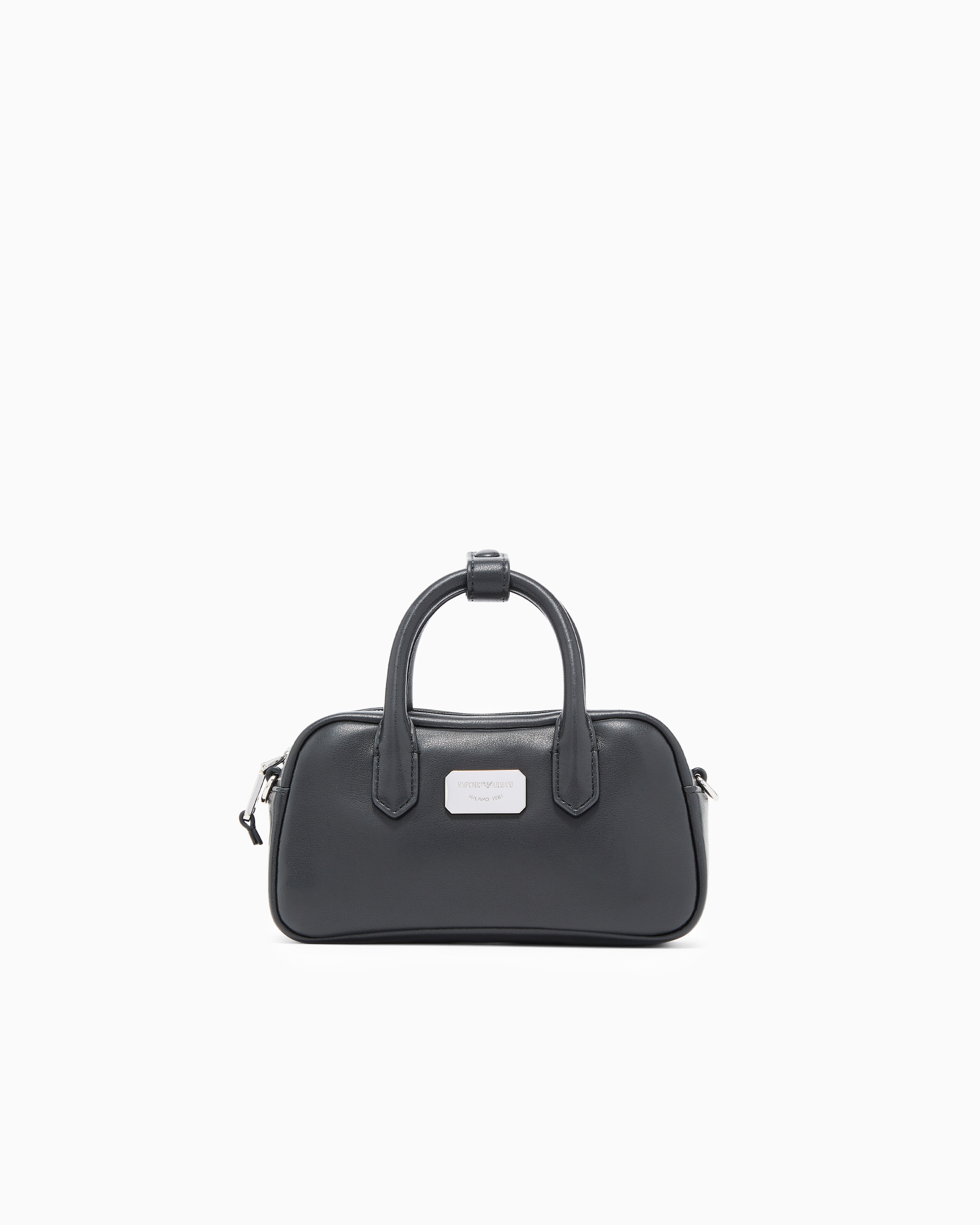 Emporio Armani Black Soft Leather Mini Bauletto Bag
