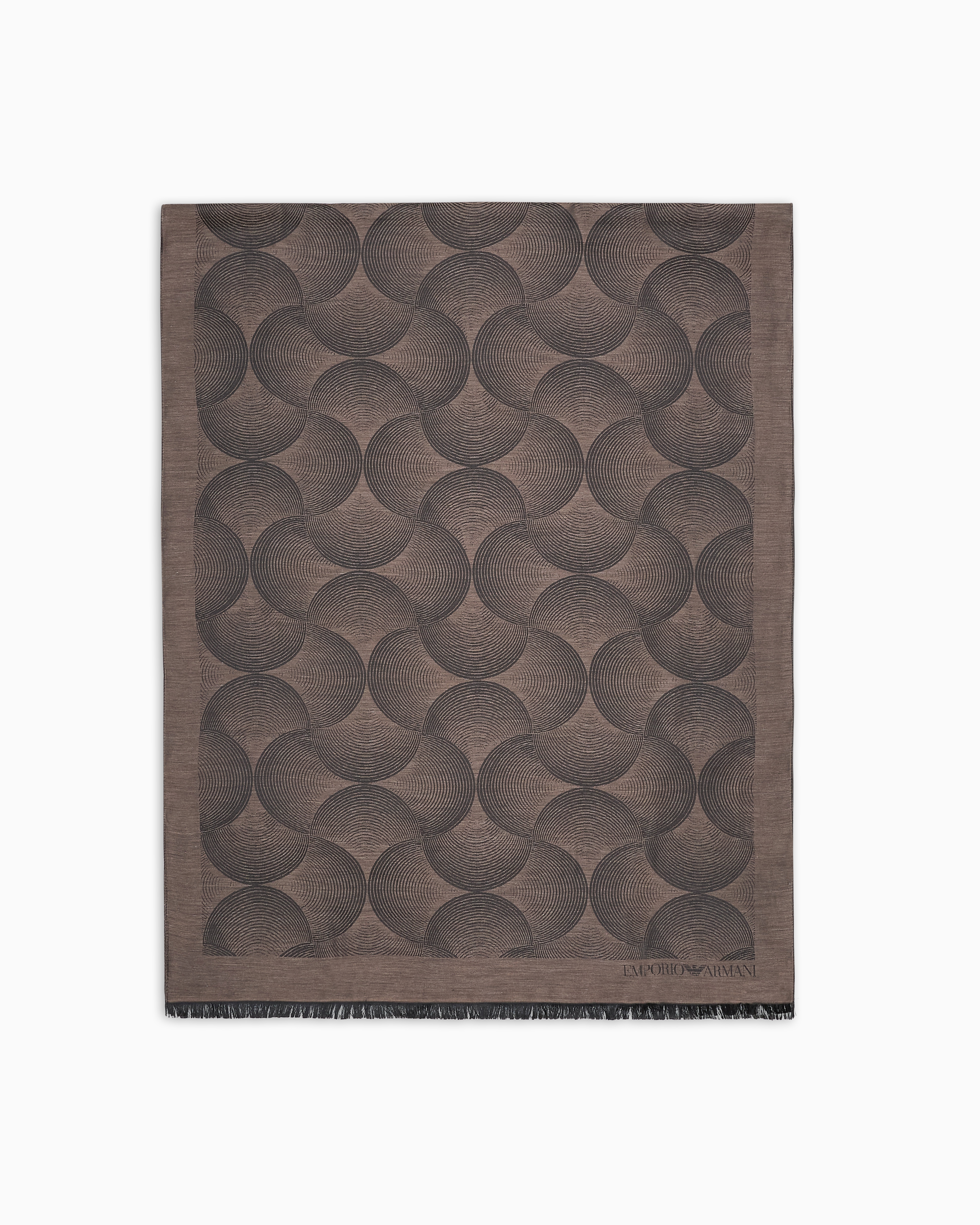 Emporio Armani Brown Stole With All-Over Jacquard Pattern