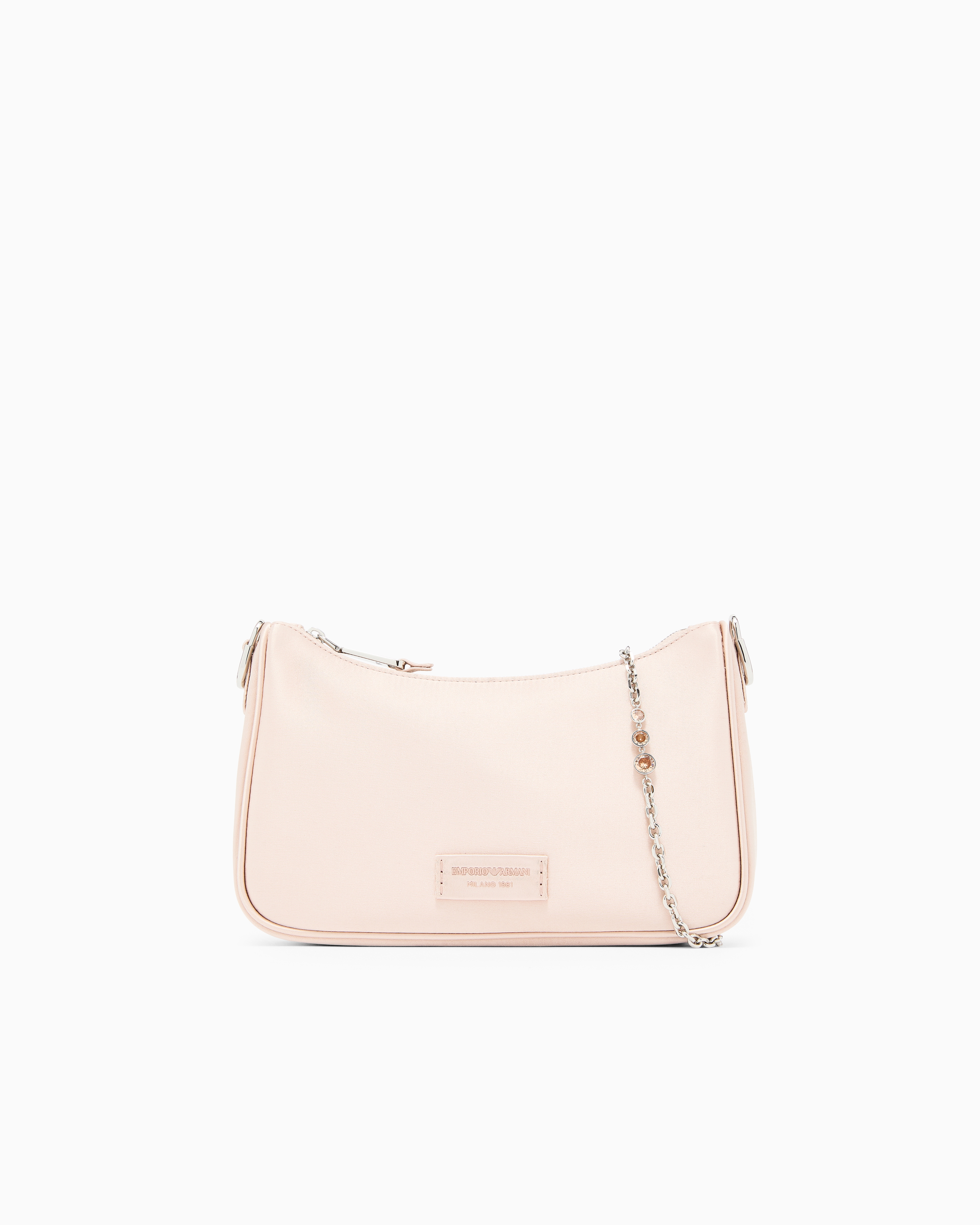 Emporio Armani Pink Satin Shoulder Bag With Chain Strap