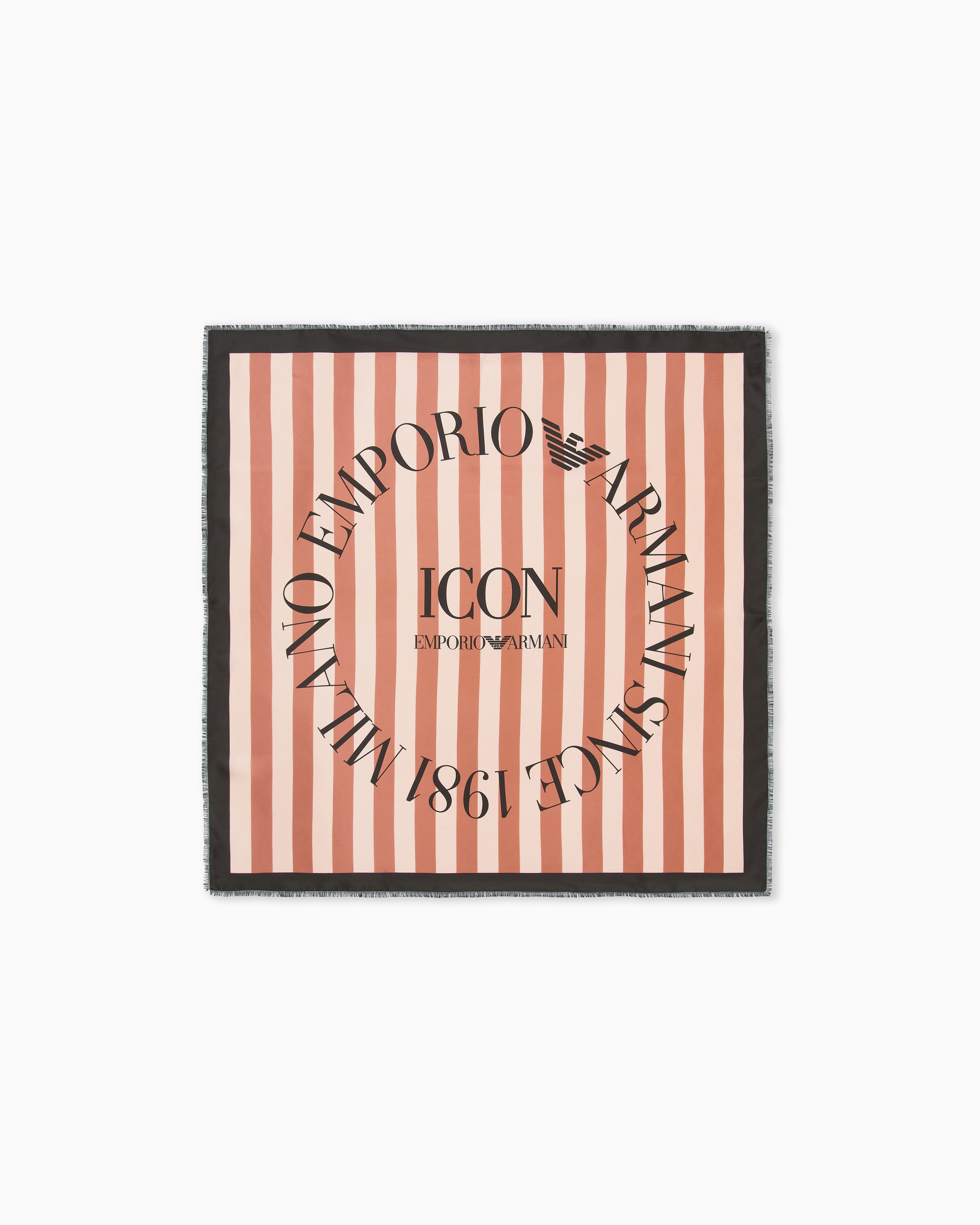 Emporio Armani Pink Icon Print Pure Silk Foulard