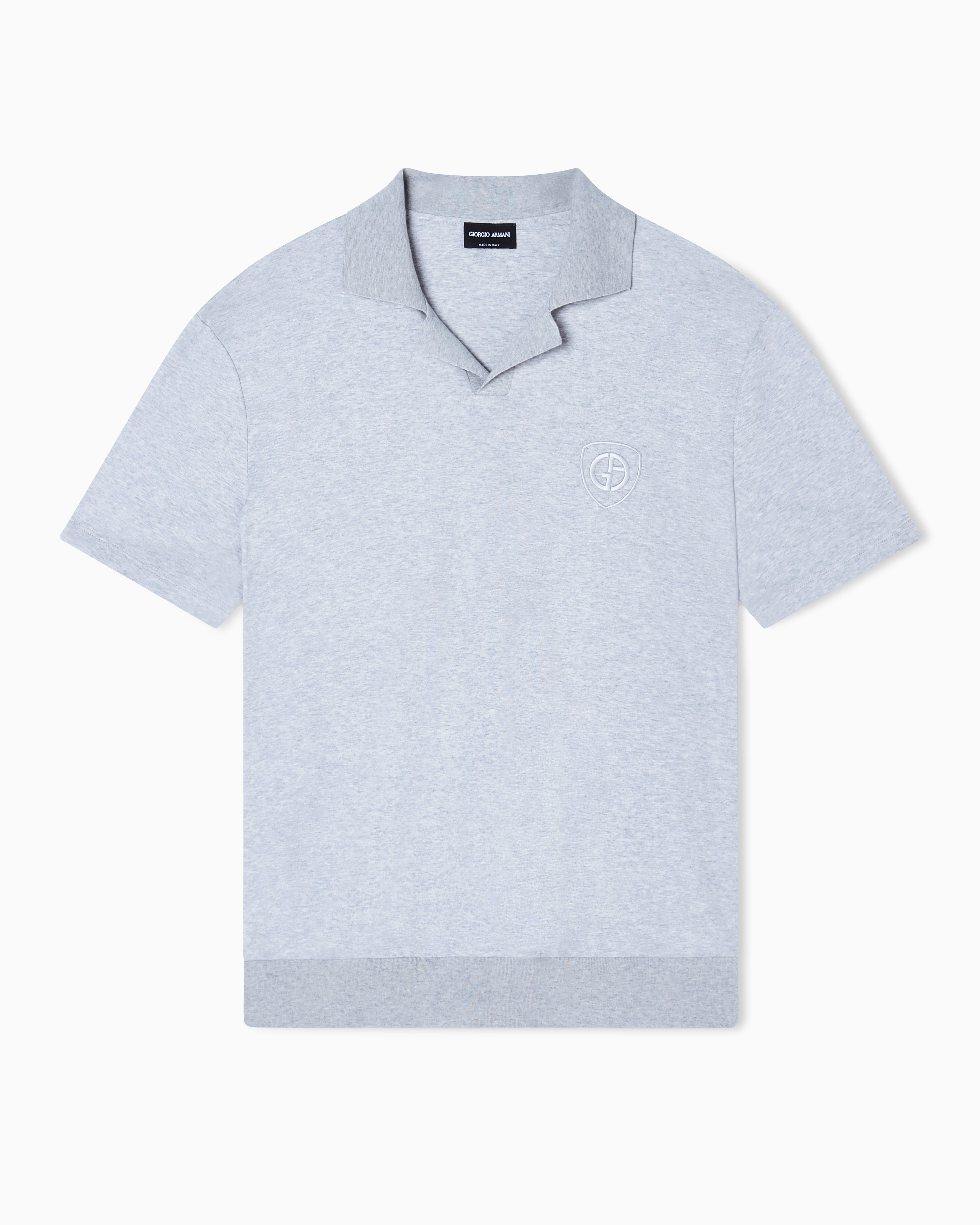 Giorgio Armani Grey Cotton Interlock Polo Shirt