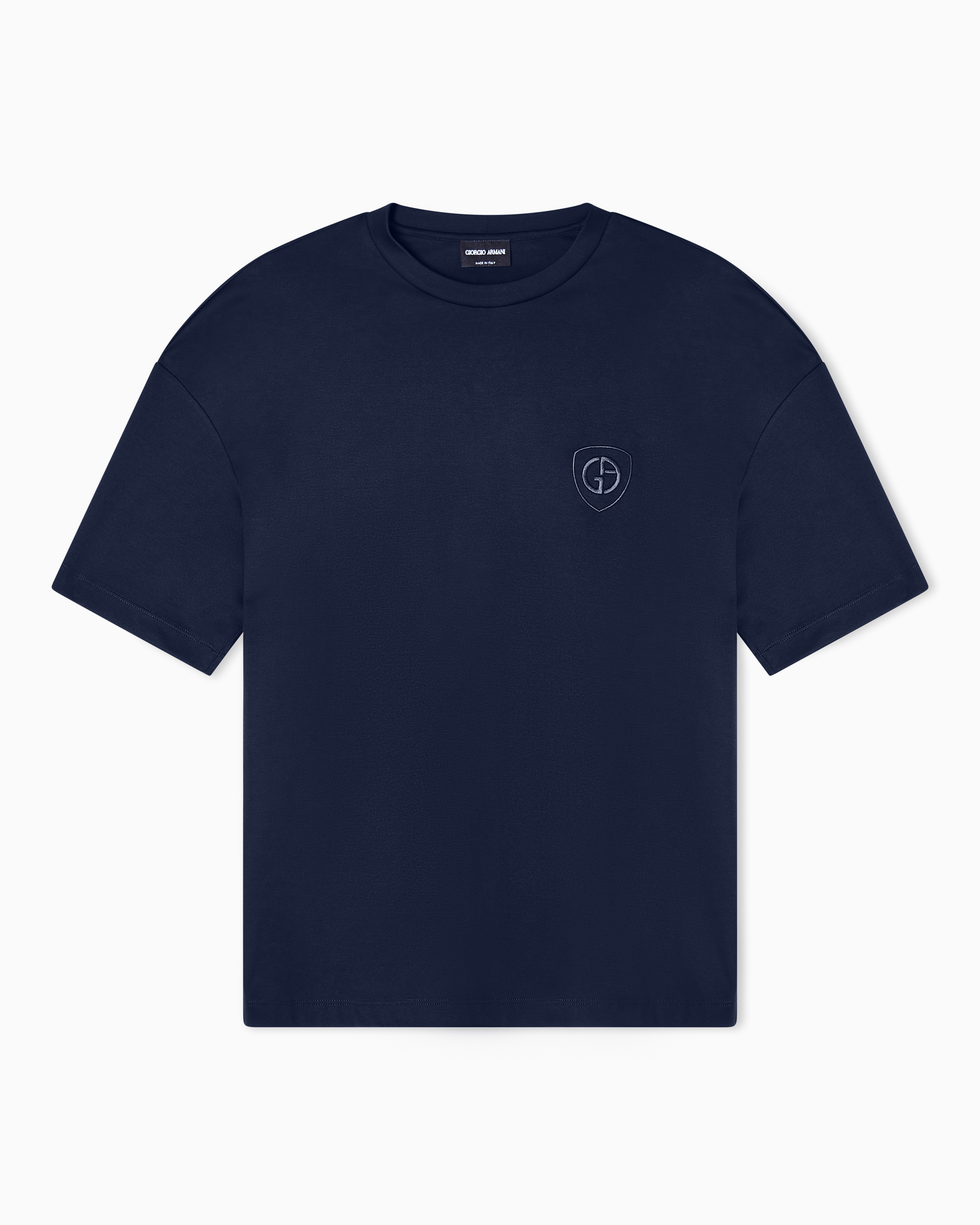 Giorgio Armani Grigio/Onice/Blu T-Shirt Girocollo In Interlock Di Cotone Biologico