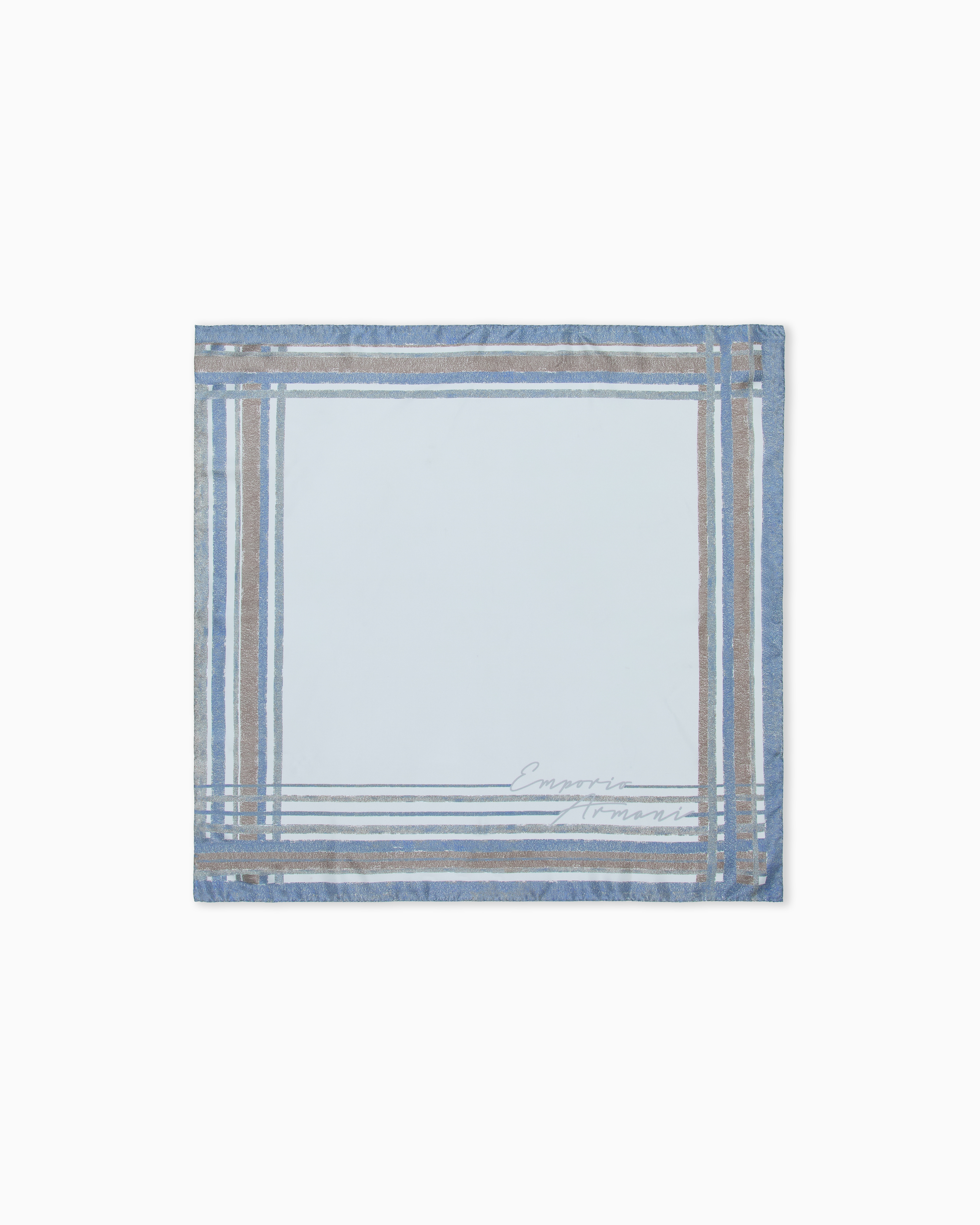 Emporio Armani Grey Pure Silk Foulard With A Frame Print