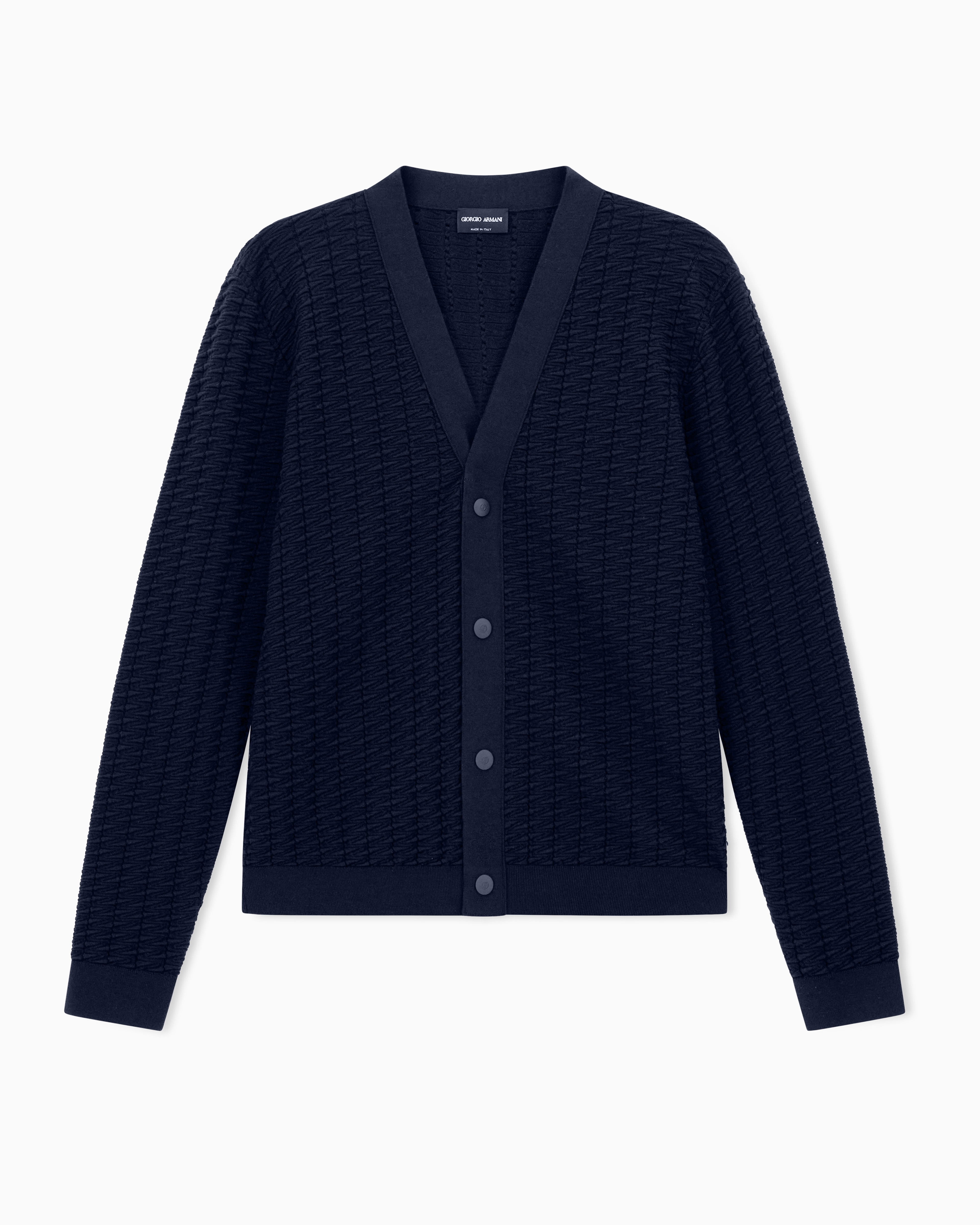 Giorgio Armani Navy Blue Virgin Wool Blend Cardigan