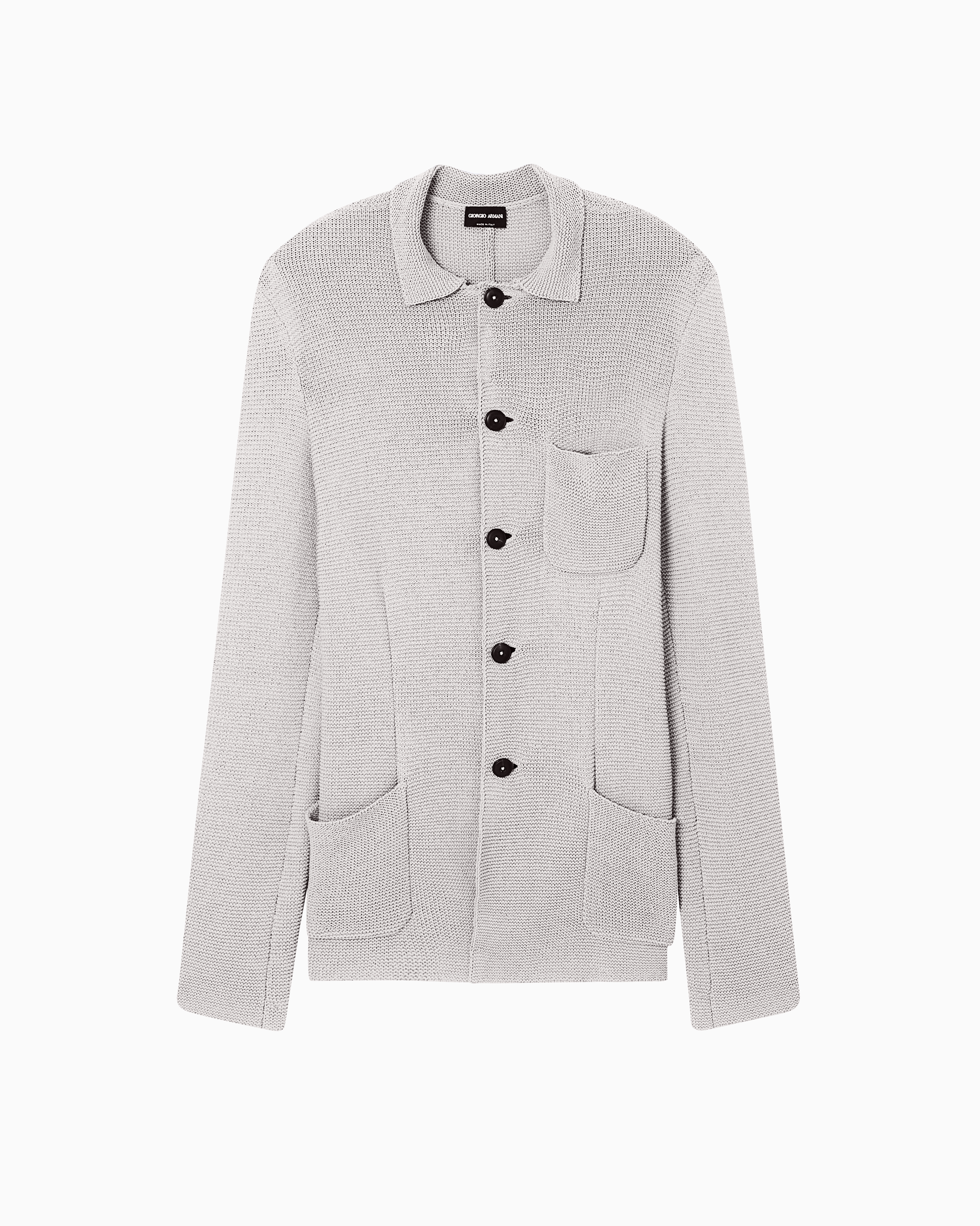 Giorgio Armani Beige Single-Breasted Jacket In A Links-Stitch Cotton Knit