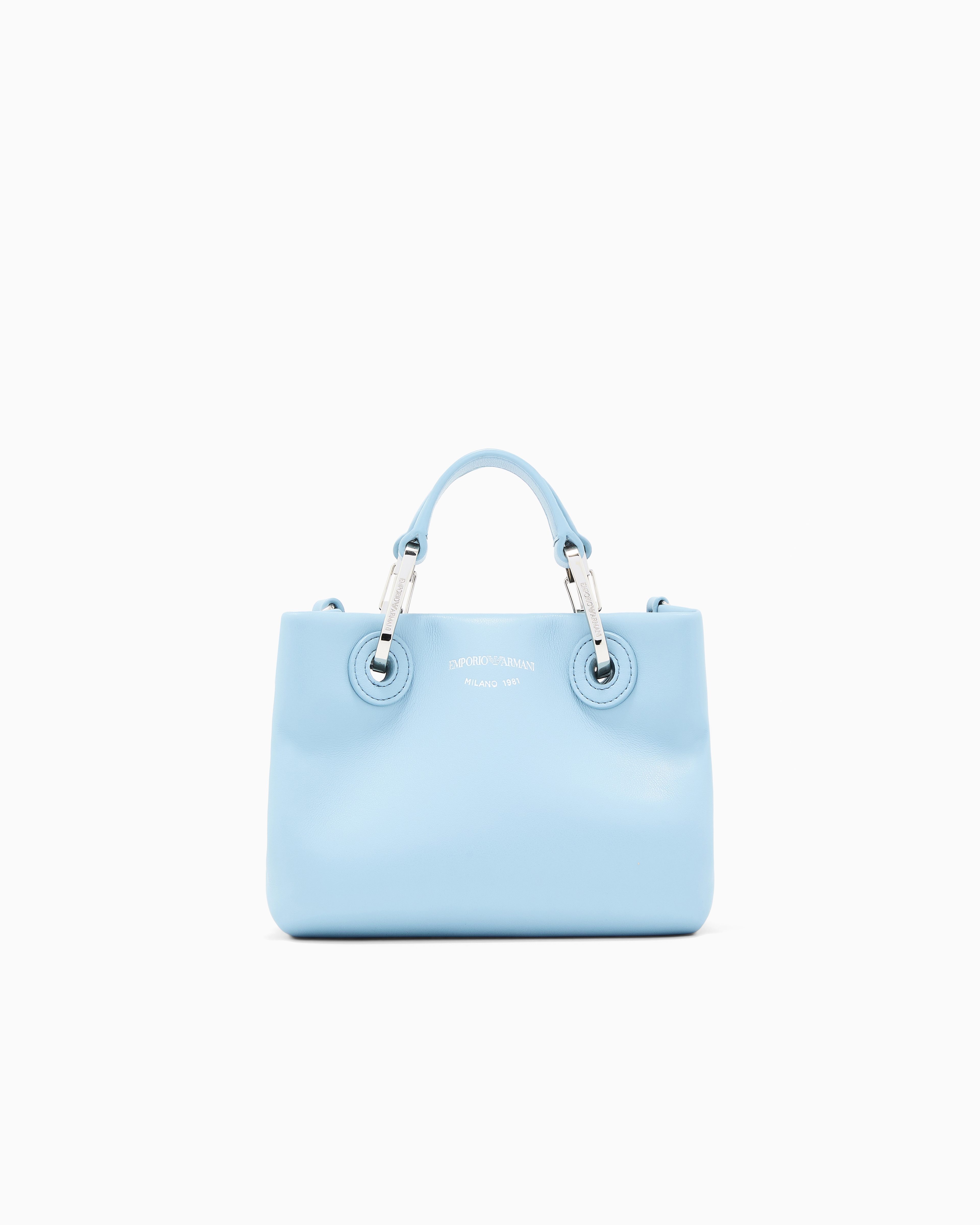 Emporio Armani Light Blue Nappa-Leather Myea Mini Bag