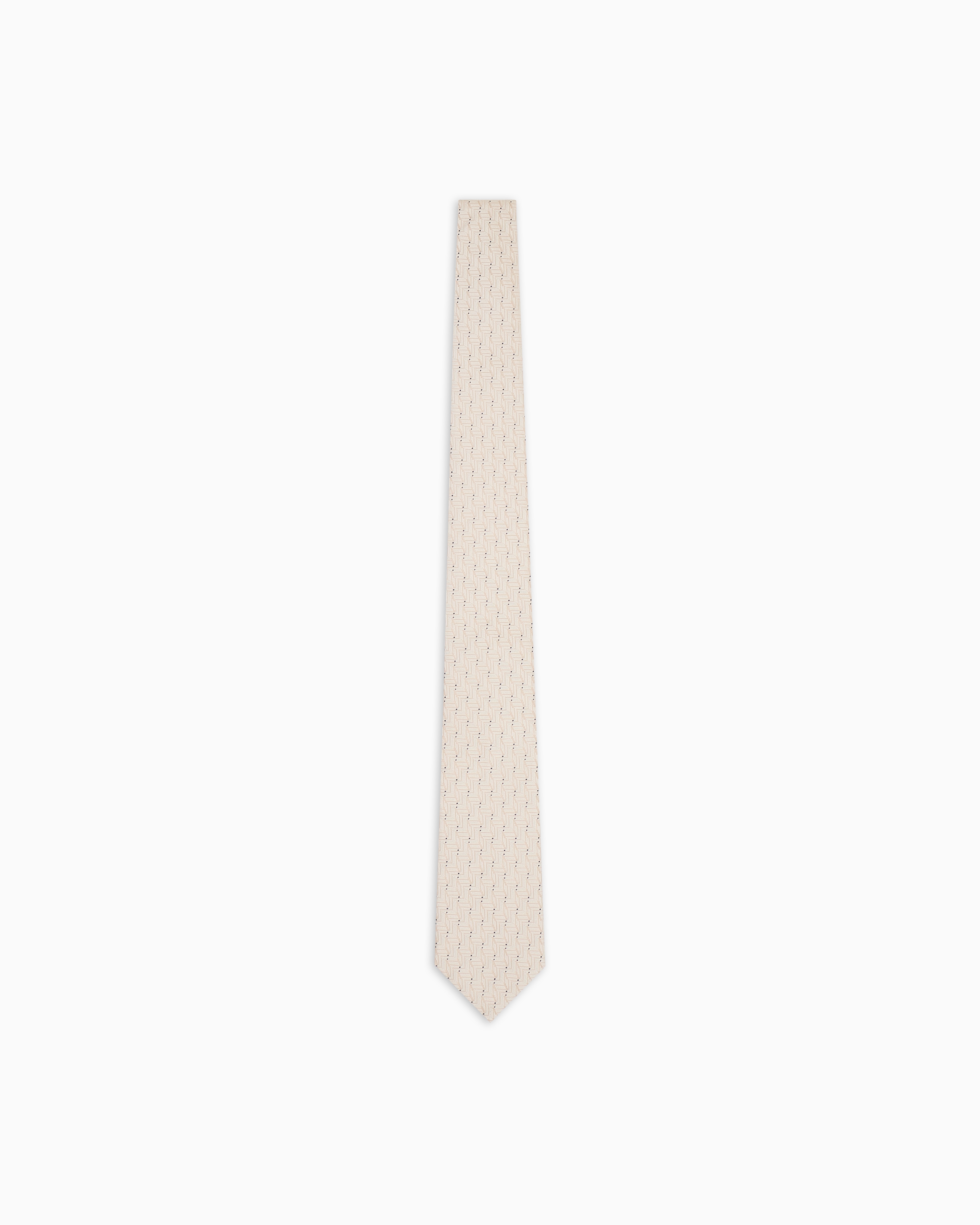 Emporio Armani Beige Pure Silk Chevron Jacquard Tie