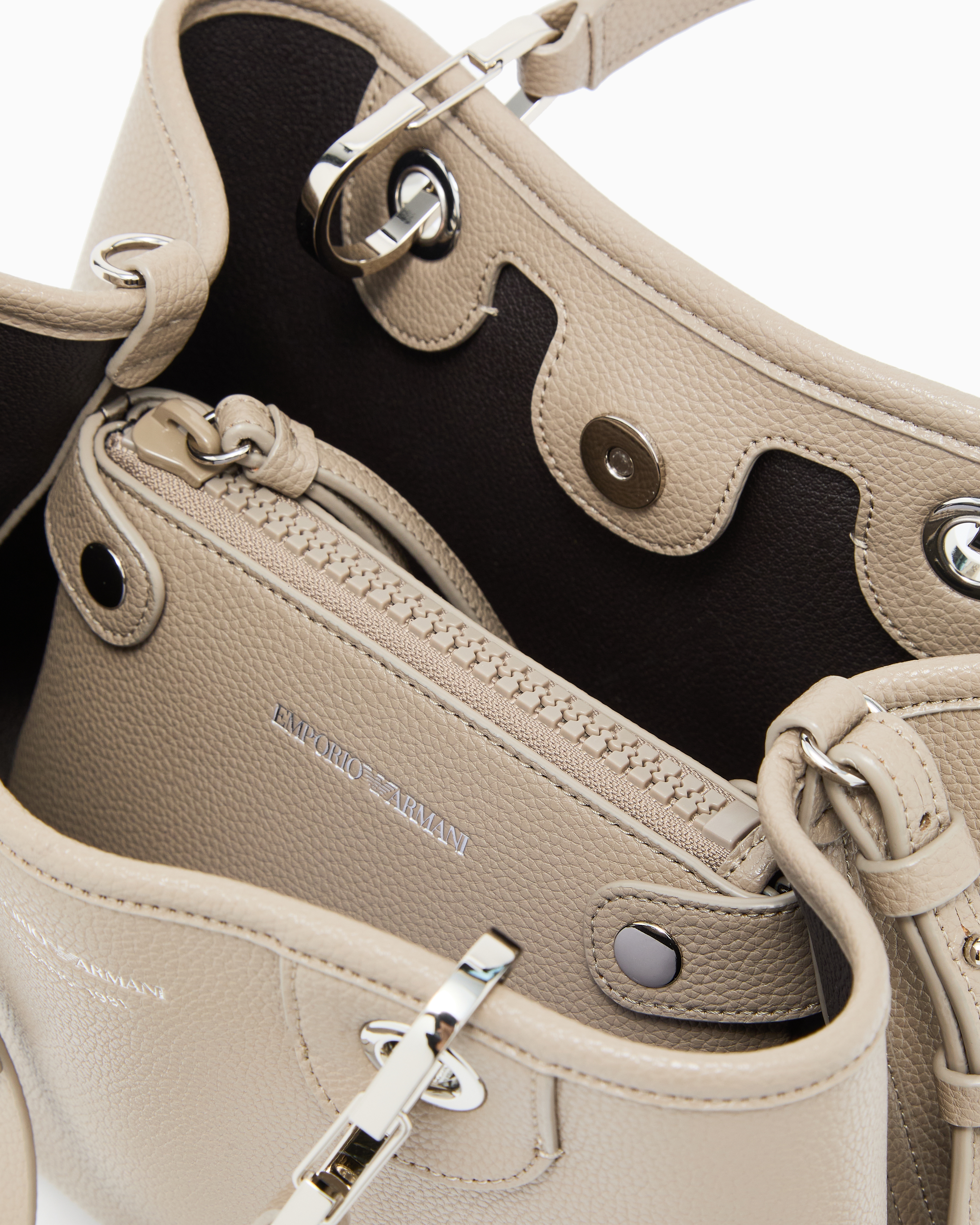 Emporio Armani Small Myea Shopper Bag With Deer Print In Gray