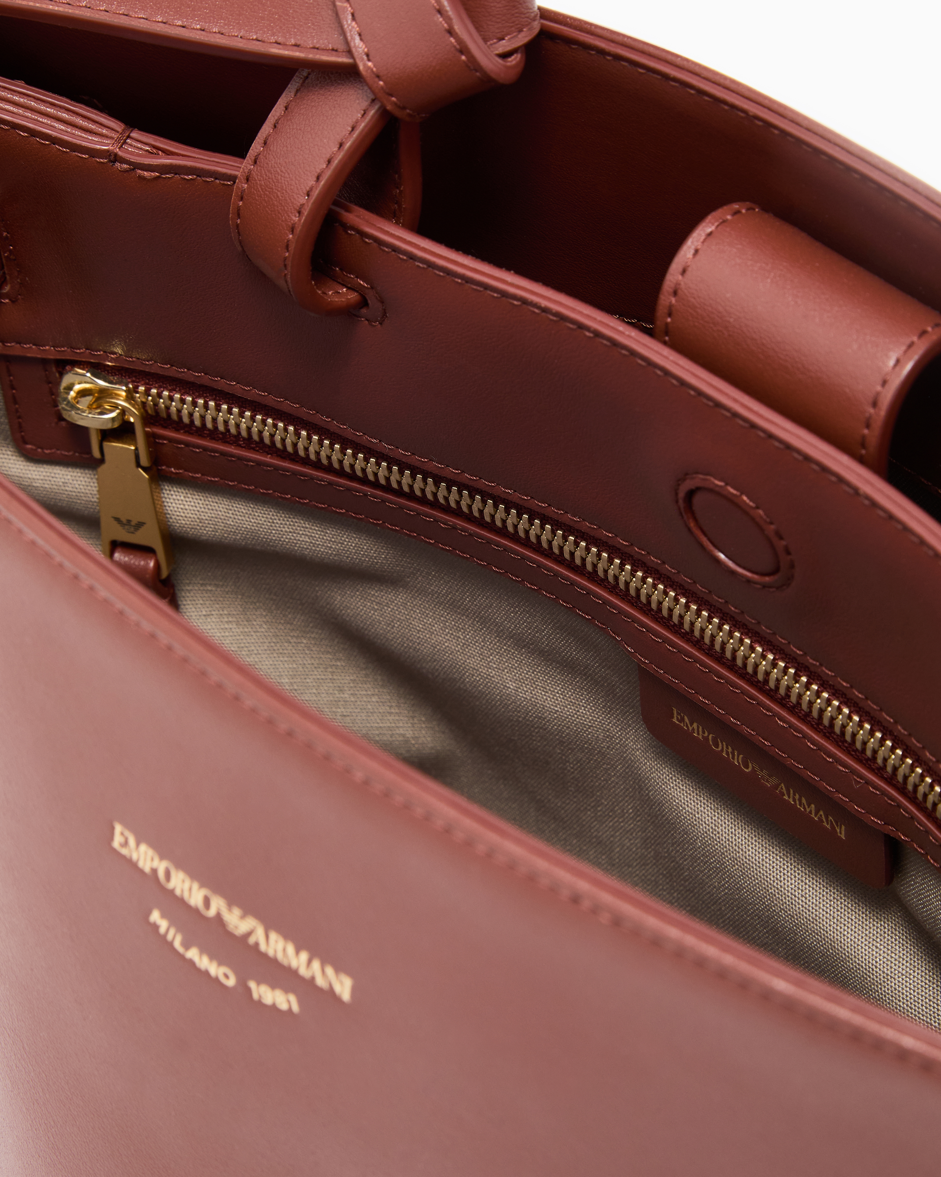 Emporio Armani Shoppers In Burgundy