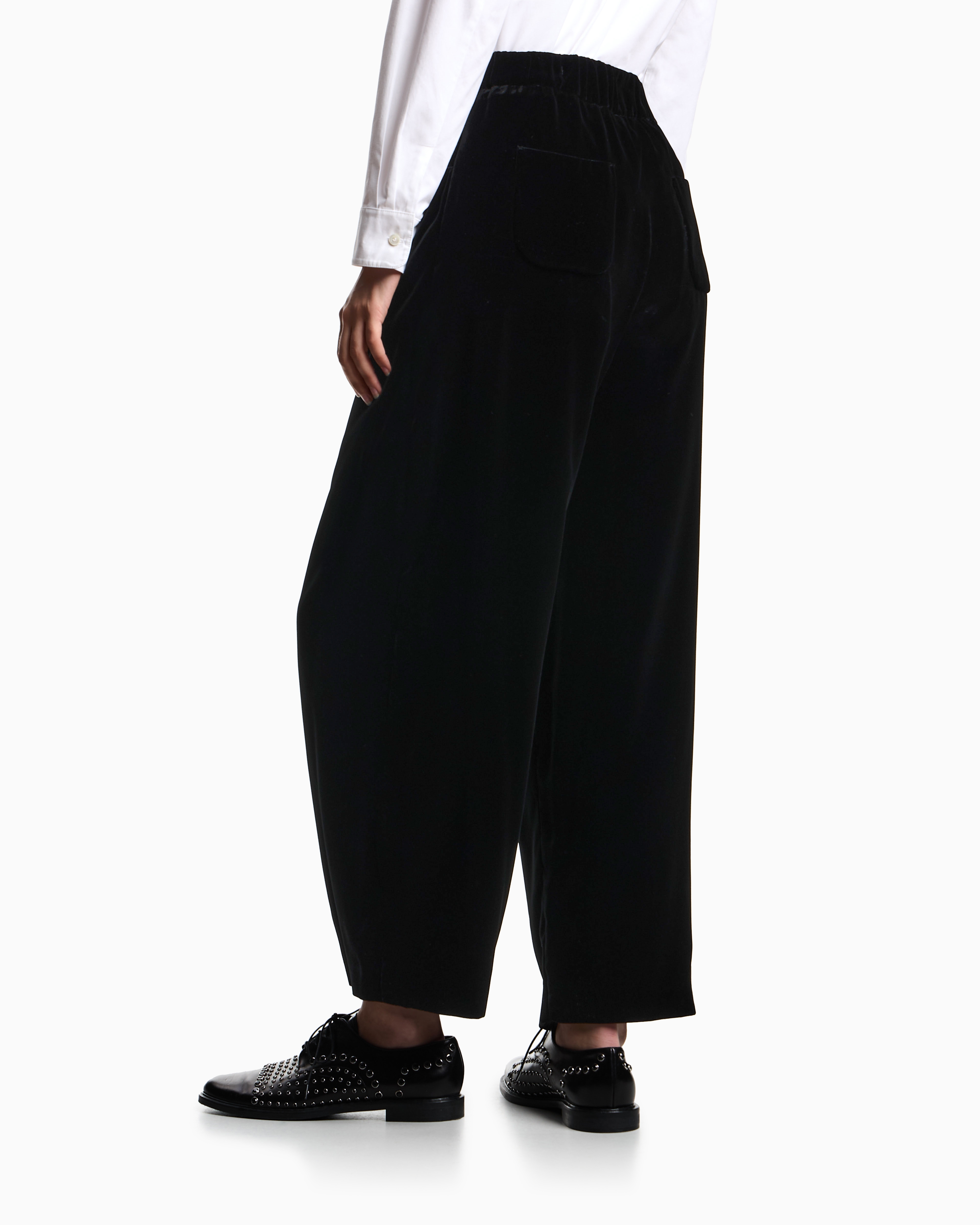 Emporio Armani - Liquid-velvet oval-leg trousers, Woman, Black, Size: