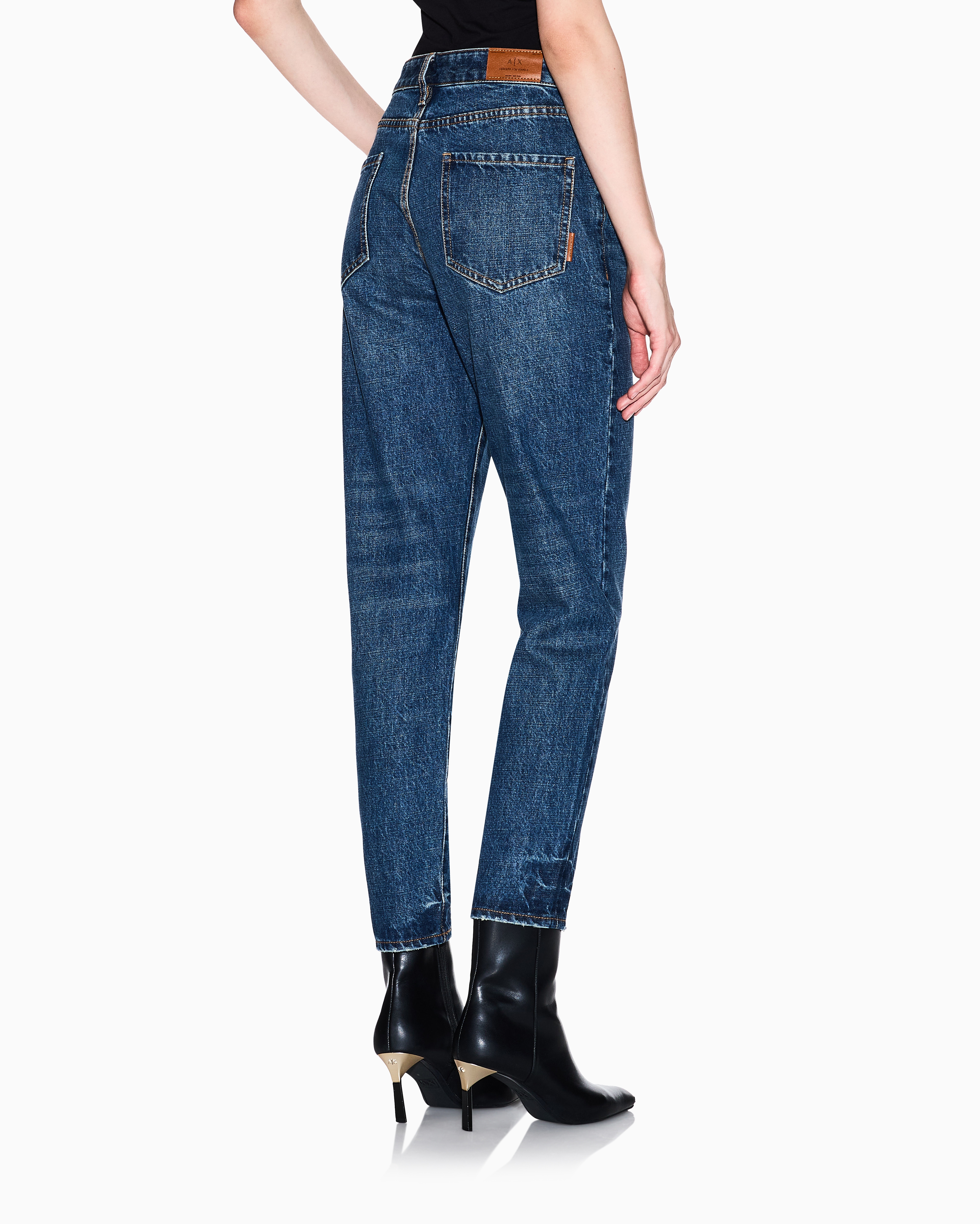 Armani Exchange - Rigid denim boyfriend jeans, Woman, Blue, Size: