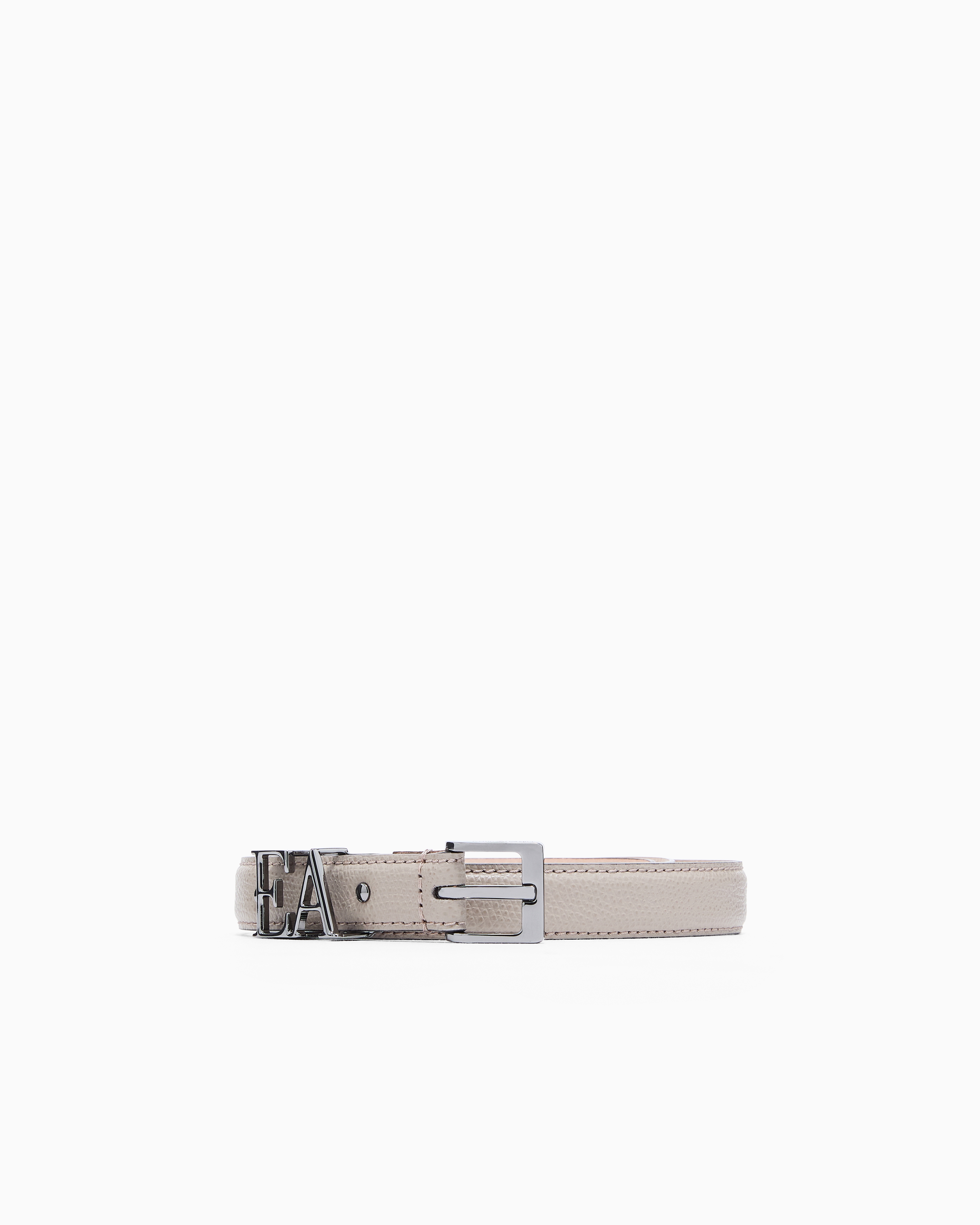 Emporio Armani Beige Micro-Grained Leather Belt With Ea Buckle