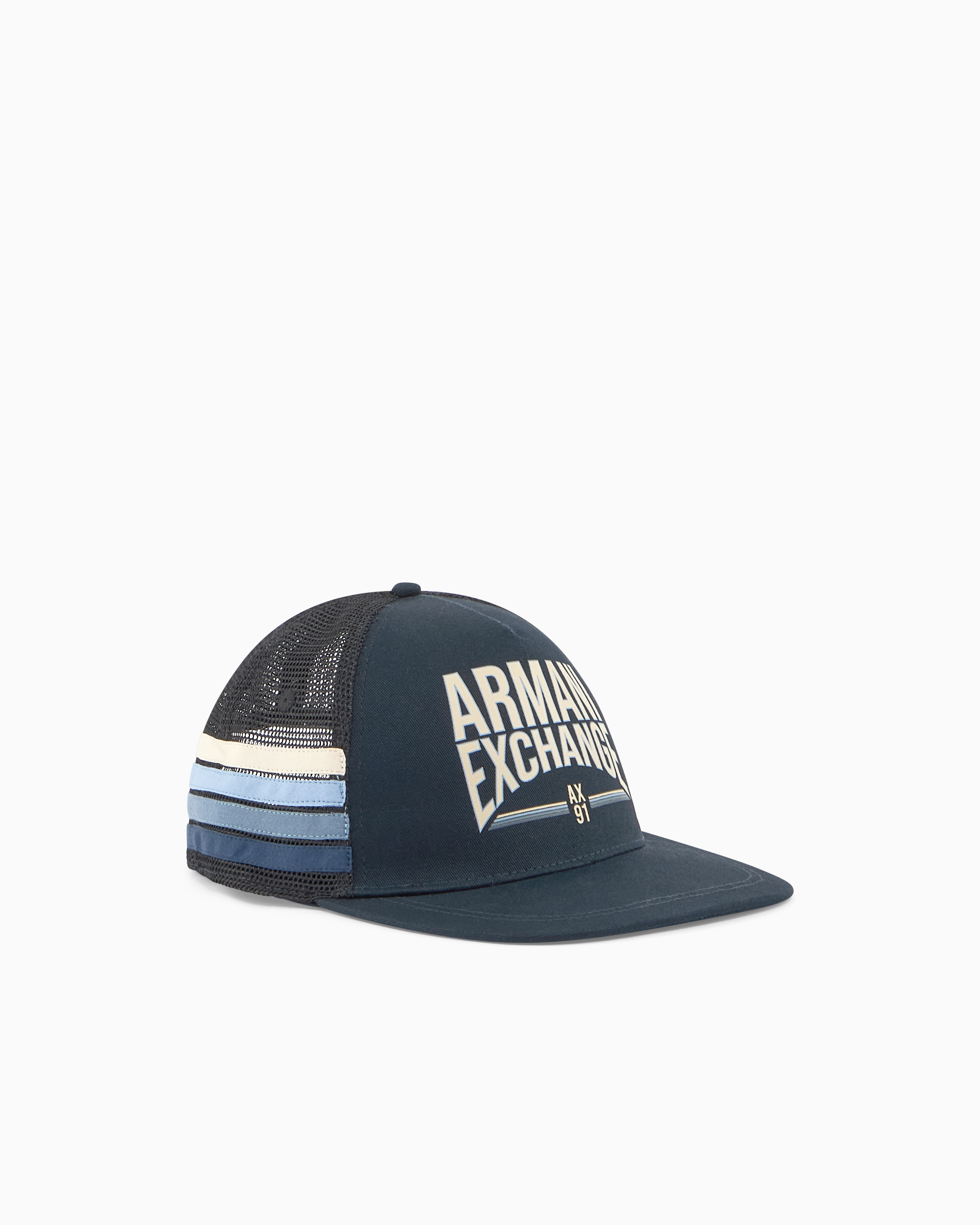 Armani Exchange Navy Blue Cotton Twill Cap