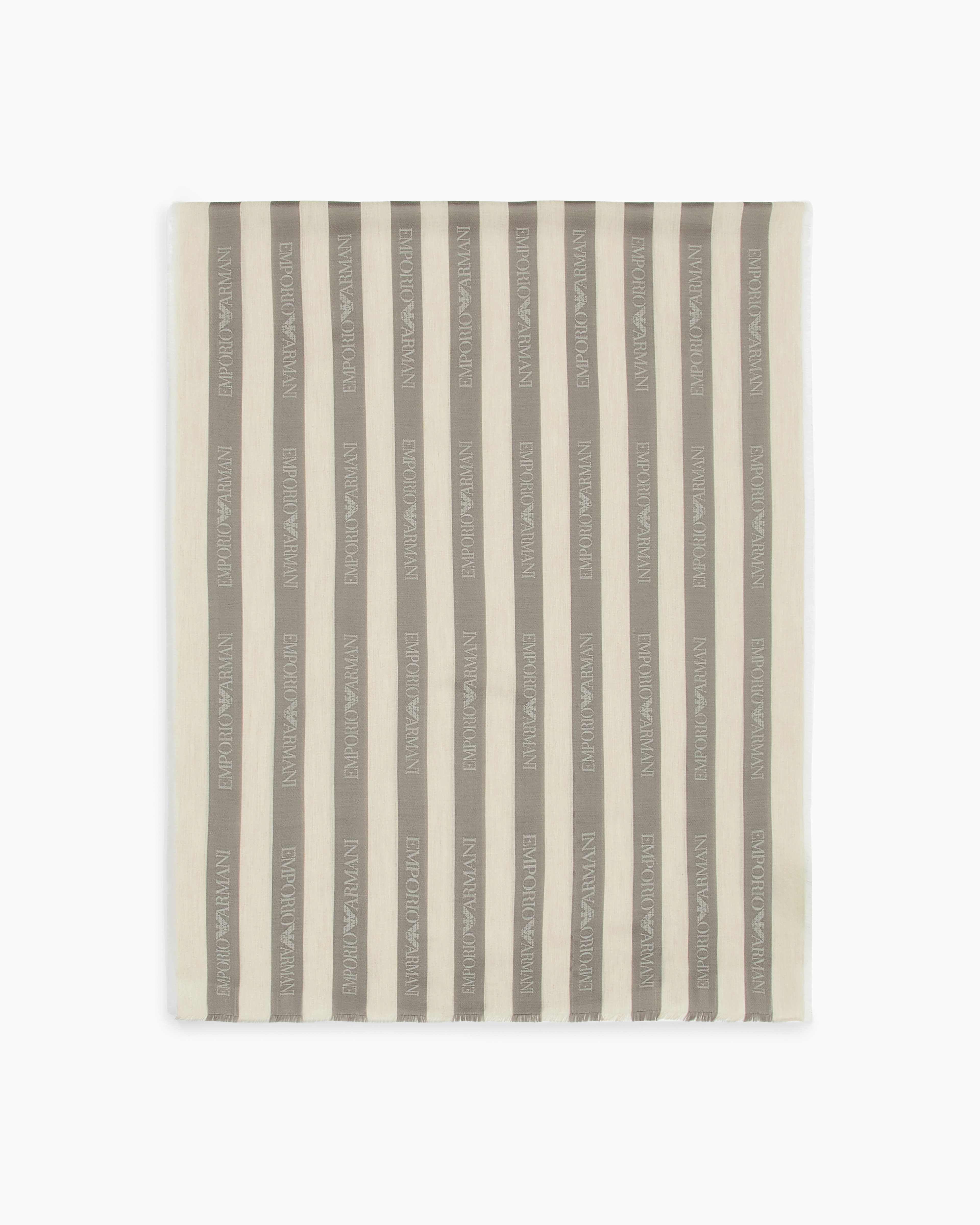 Emporio Armani Grey Modal Blend Scarf With Jacquard Stripes