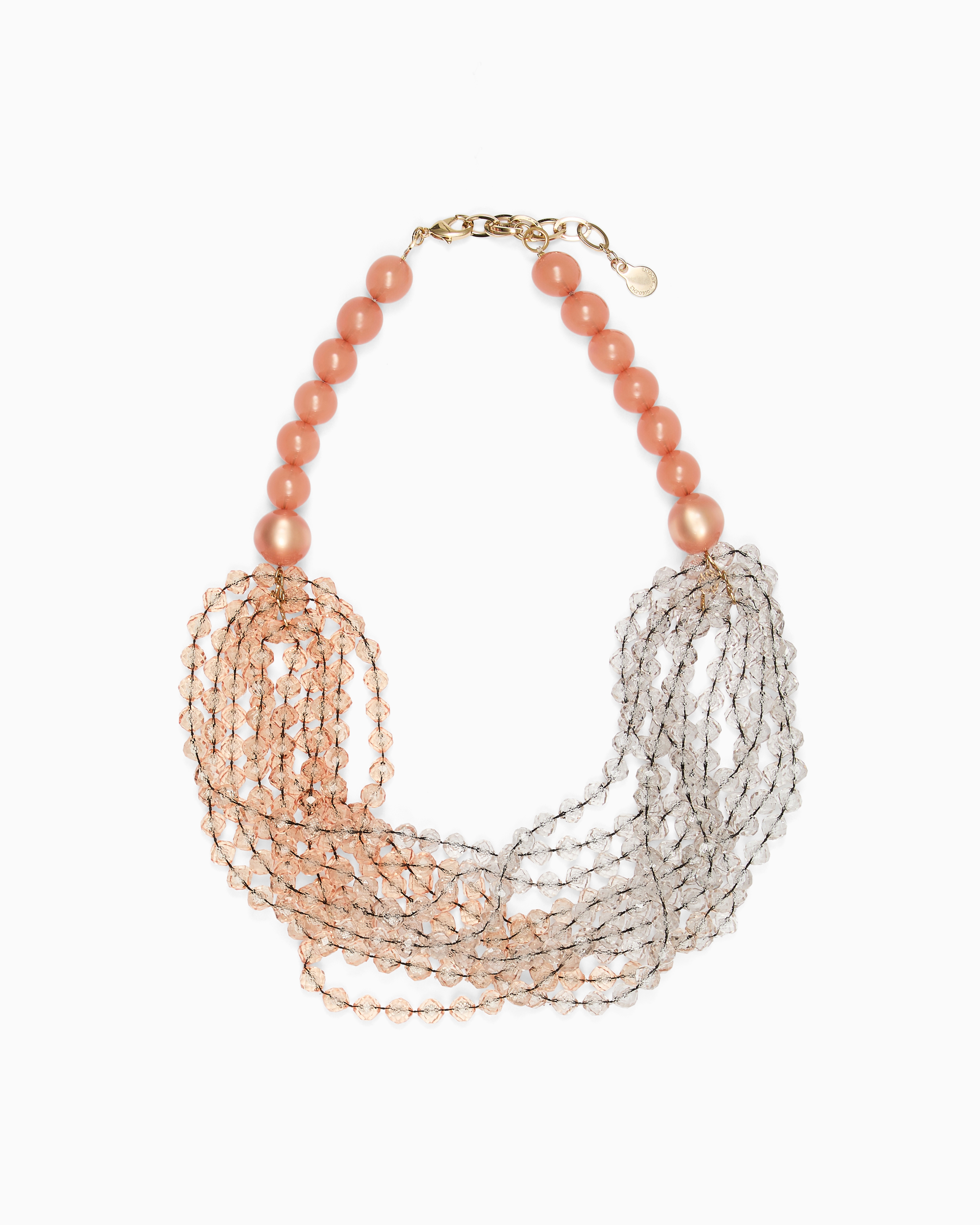 Emporio Armani Pink Multistrand Necklace With Oversized Spheres
