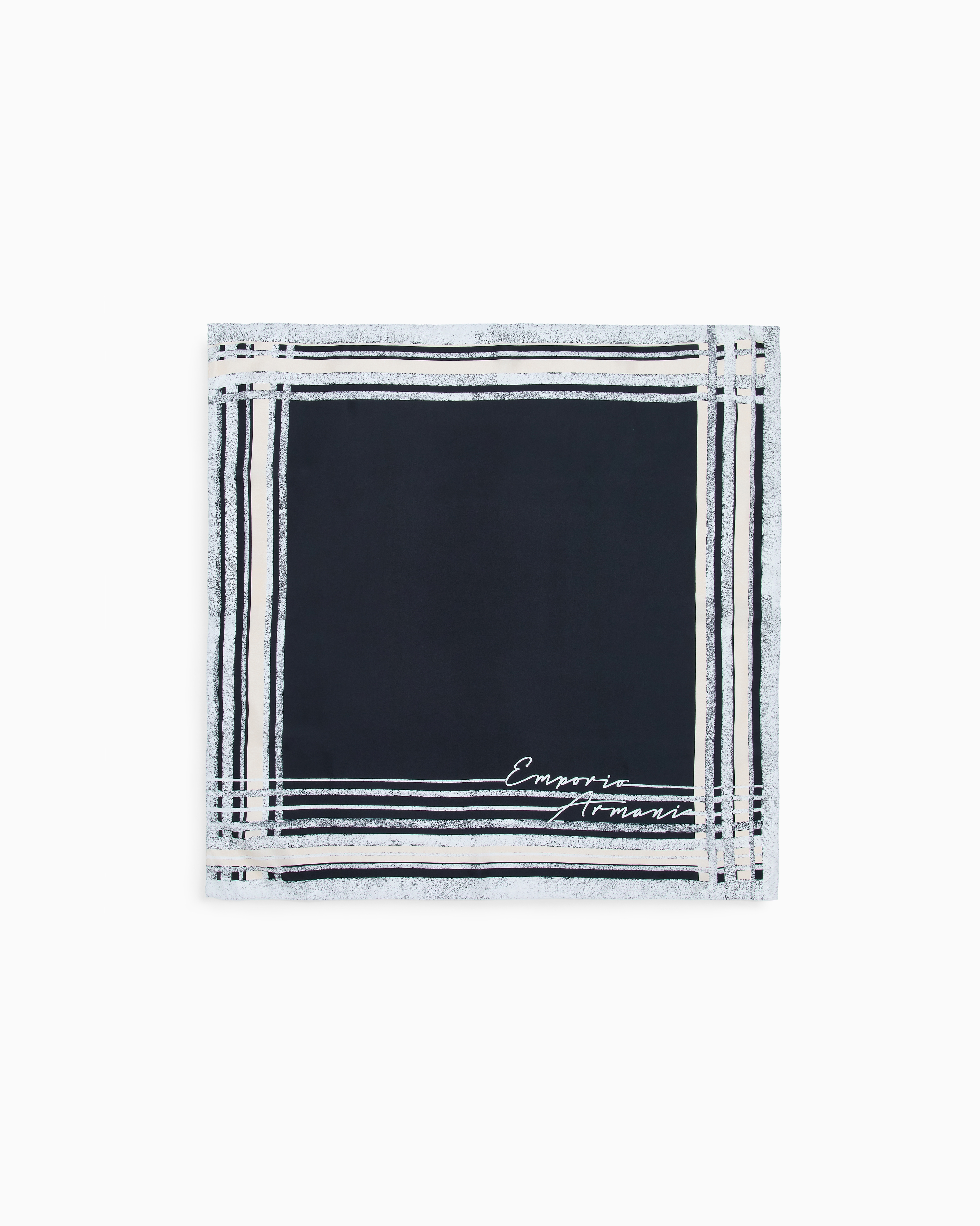 Emporio Armani Black Pure Silk Foulard With A Frame Print