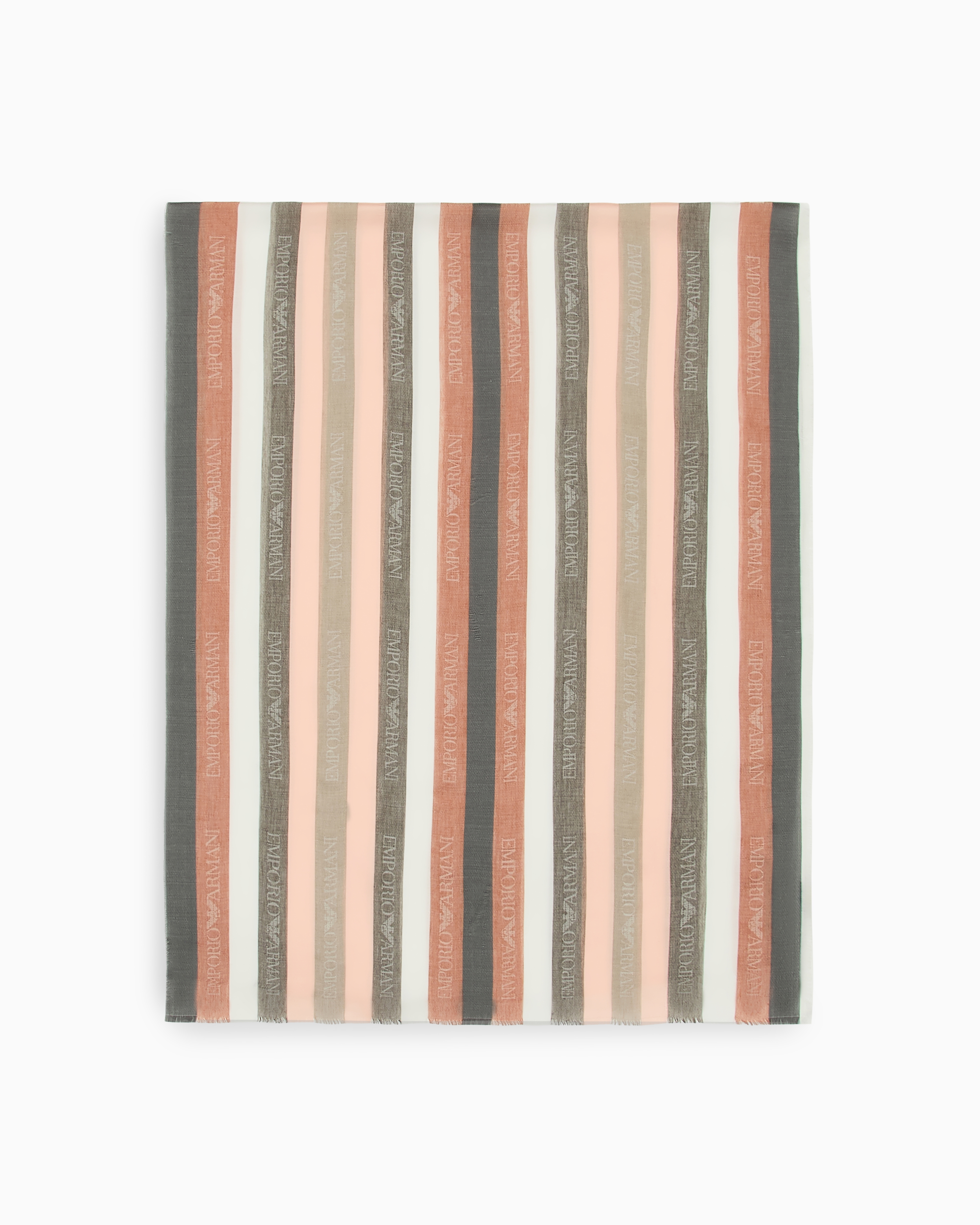 Emporio Armani Pink Modal Blend Scarf With Jacquard Stripes