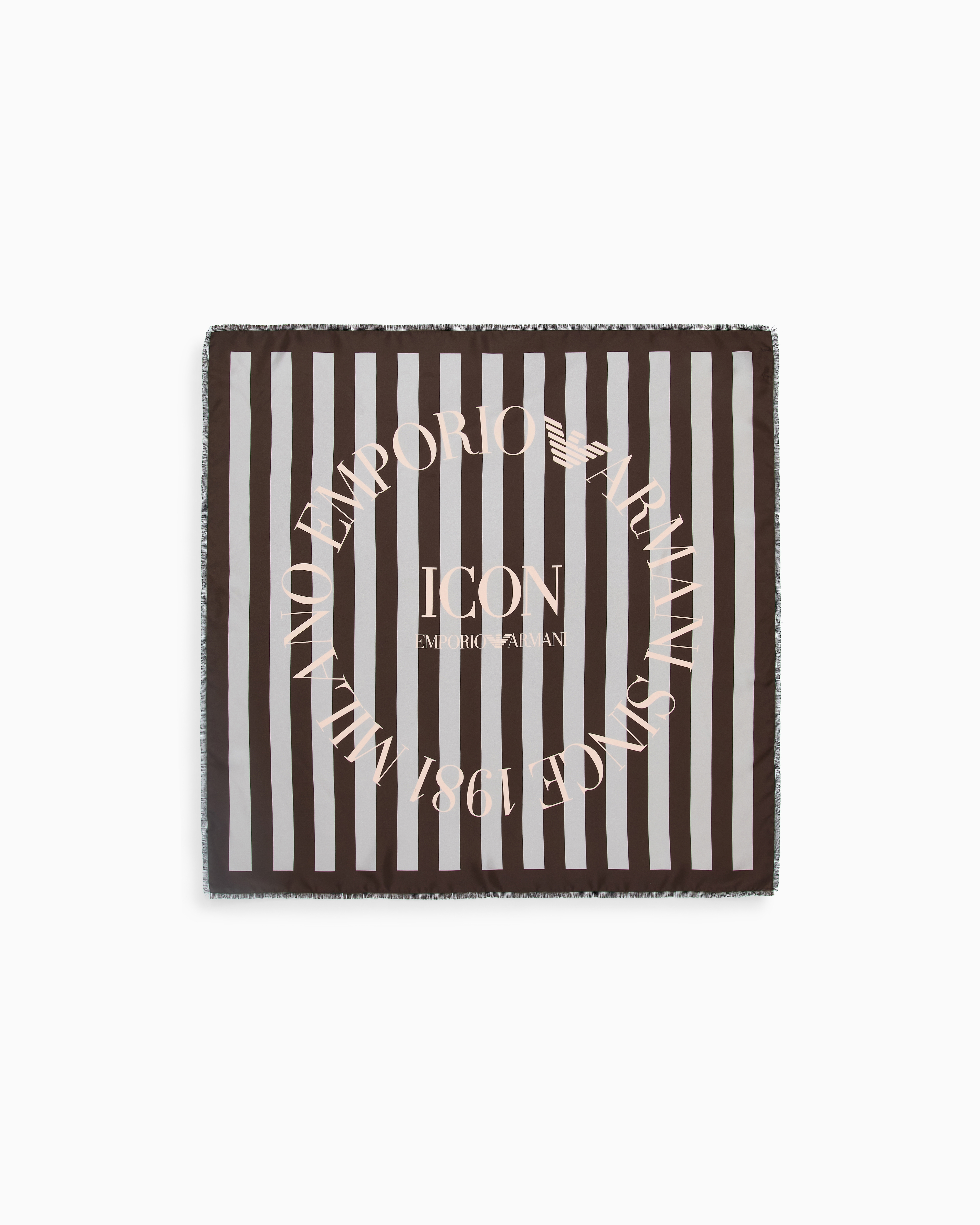 Emporio Armani Grey Icon Print Pure Silk Foulard