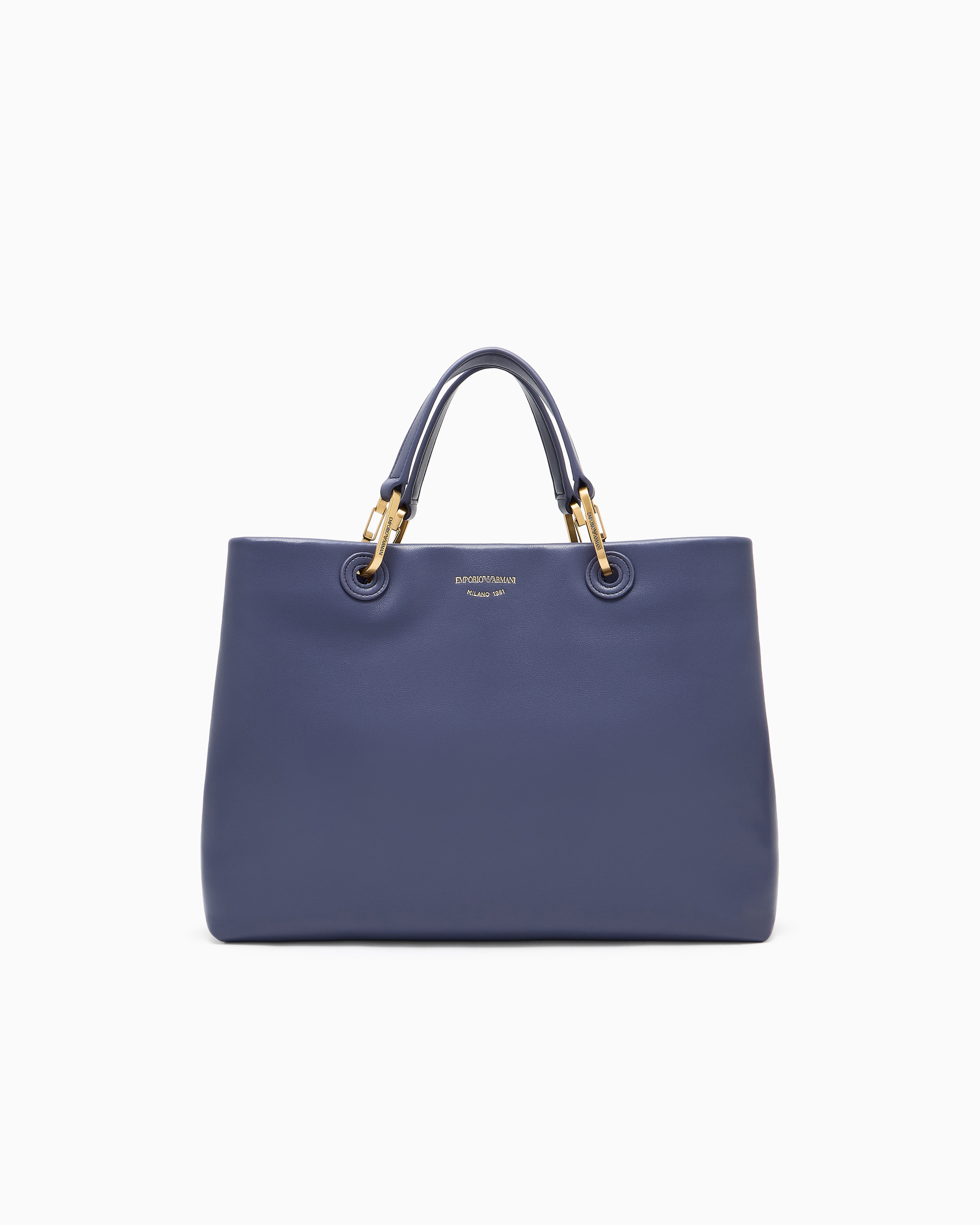 Emporio Armani - Nappa-leather medium MyEA shopper bag , Woman, Purple, Size: TU