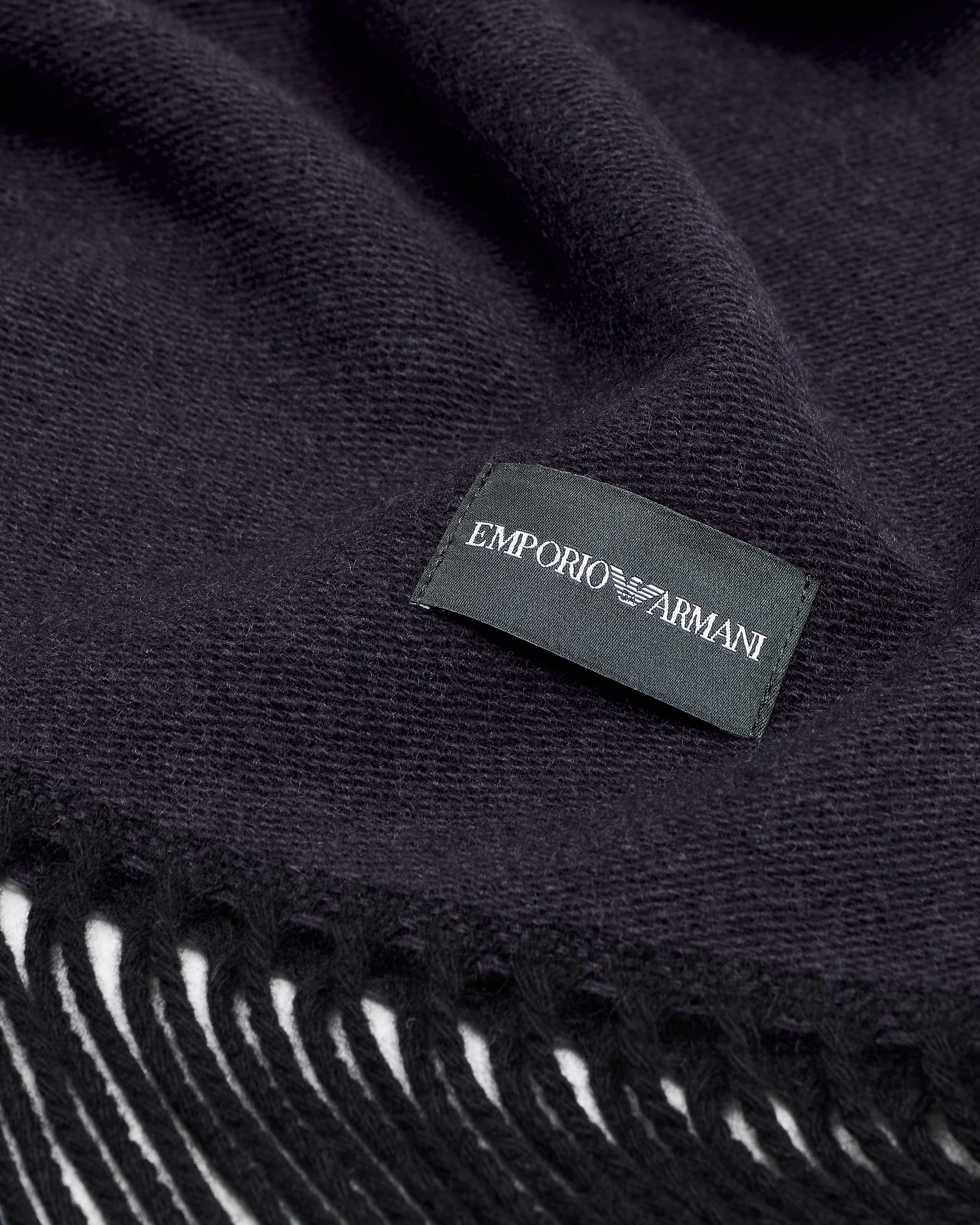 Emporio Armani - Pure cashmere scarf, Man, Navy Blue, Size: TU