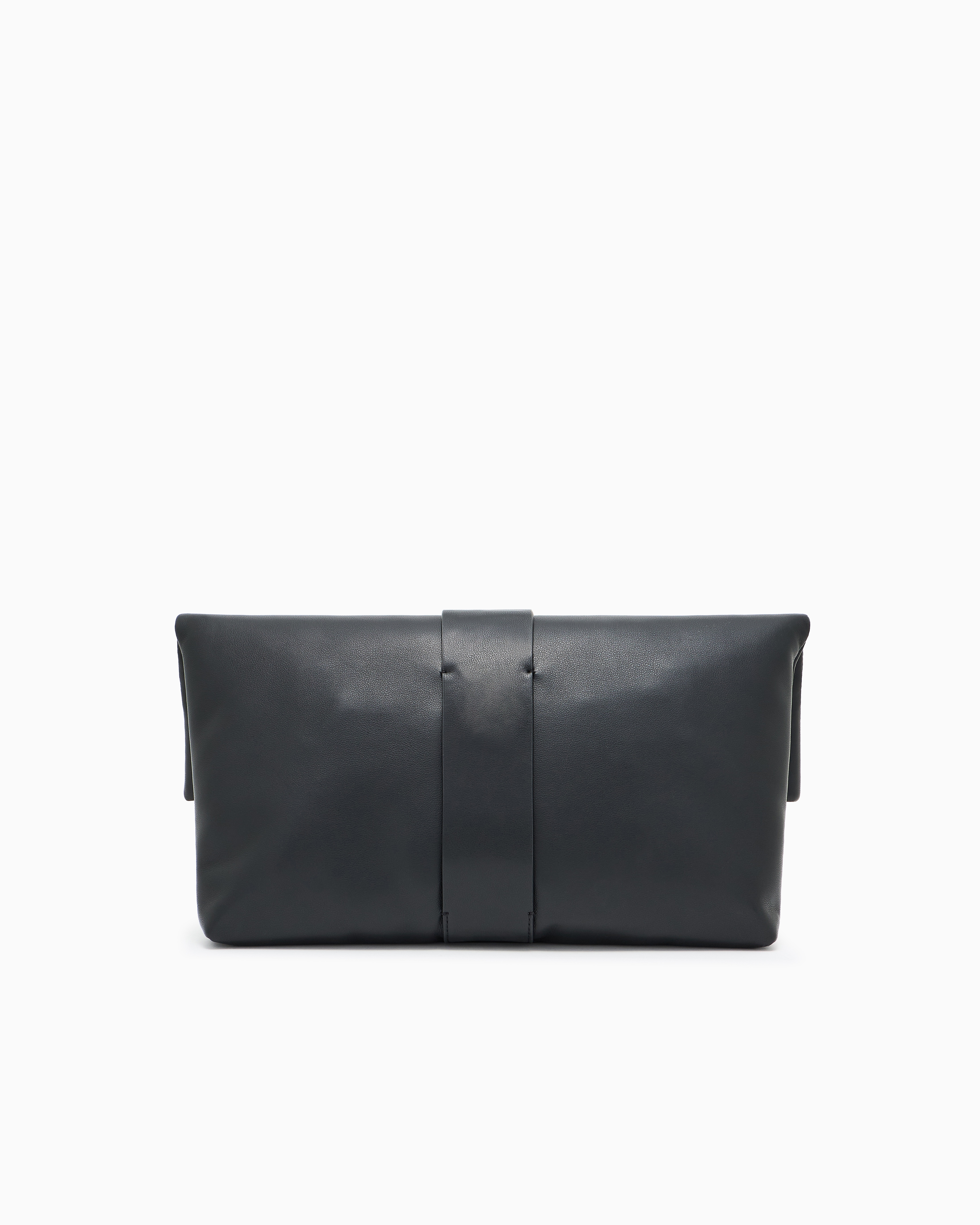 Emporio Armani - Polygon capsule collection leather clutch bag, Woman, Black, Size: TU