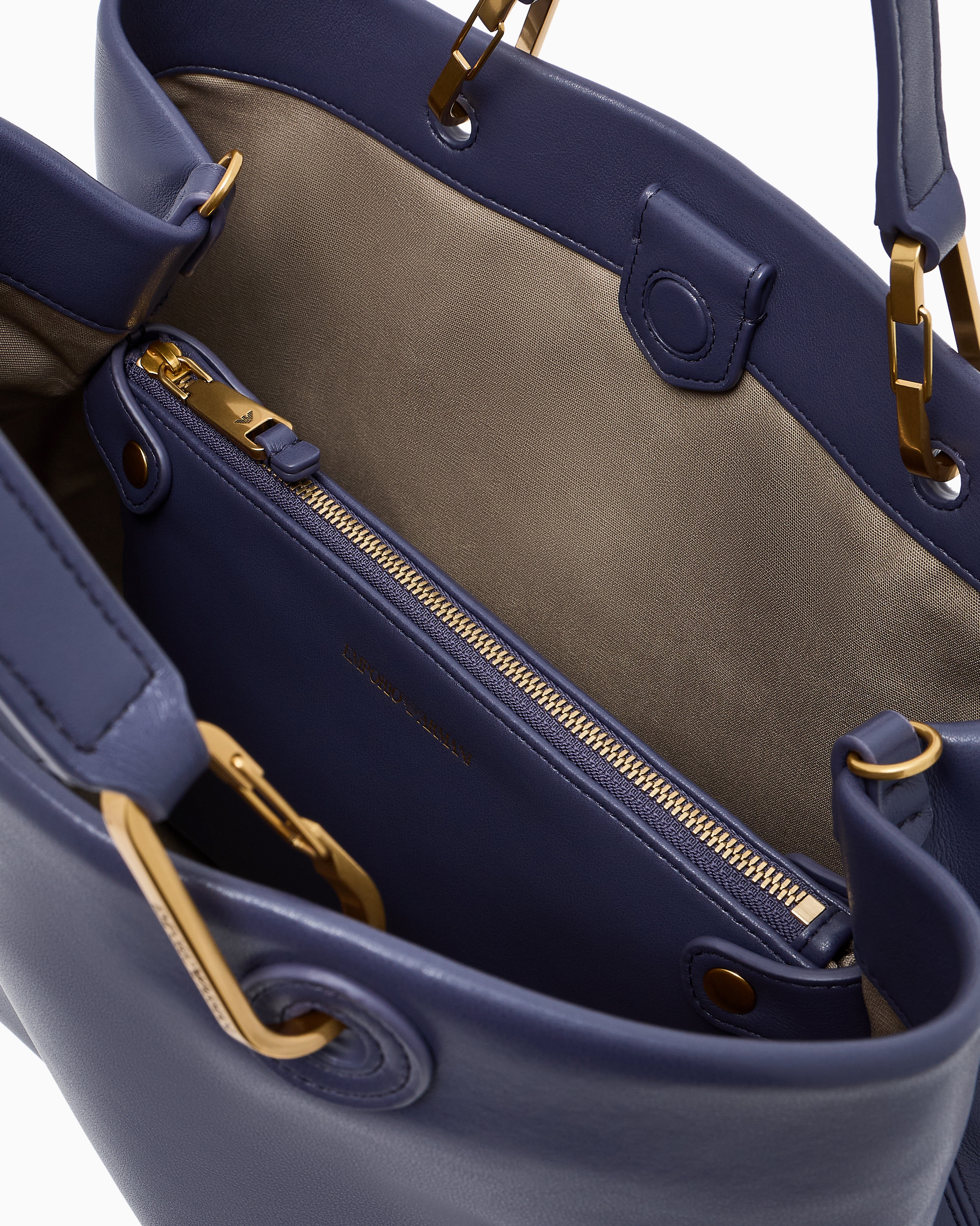 Emporio Armani - Nappa-leather medium MyEA shopper bag , Woman, Purple, Size: TU