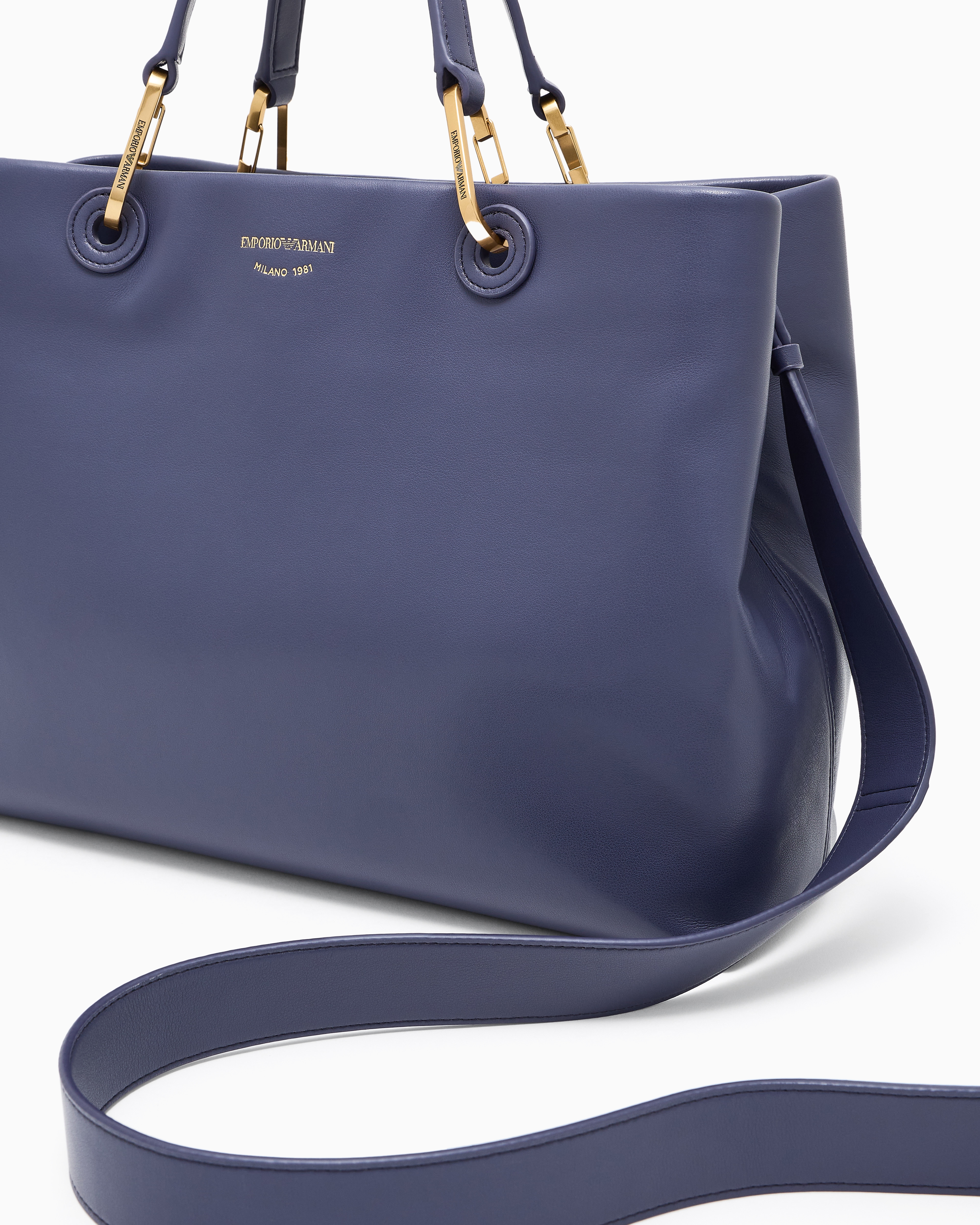 Emporio Armani - Nappa-leather medium MyEA shopper bag , Woman, Purple, Size: TU