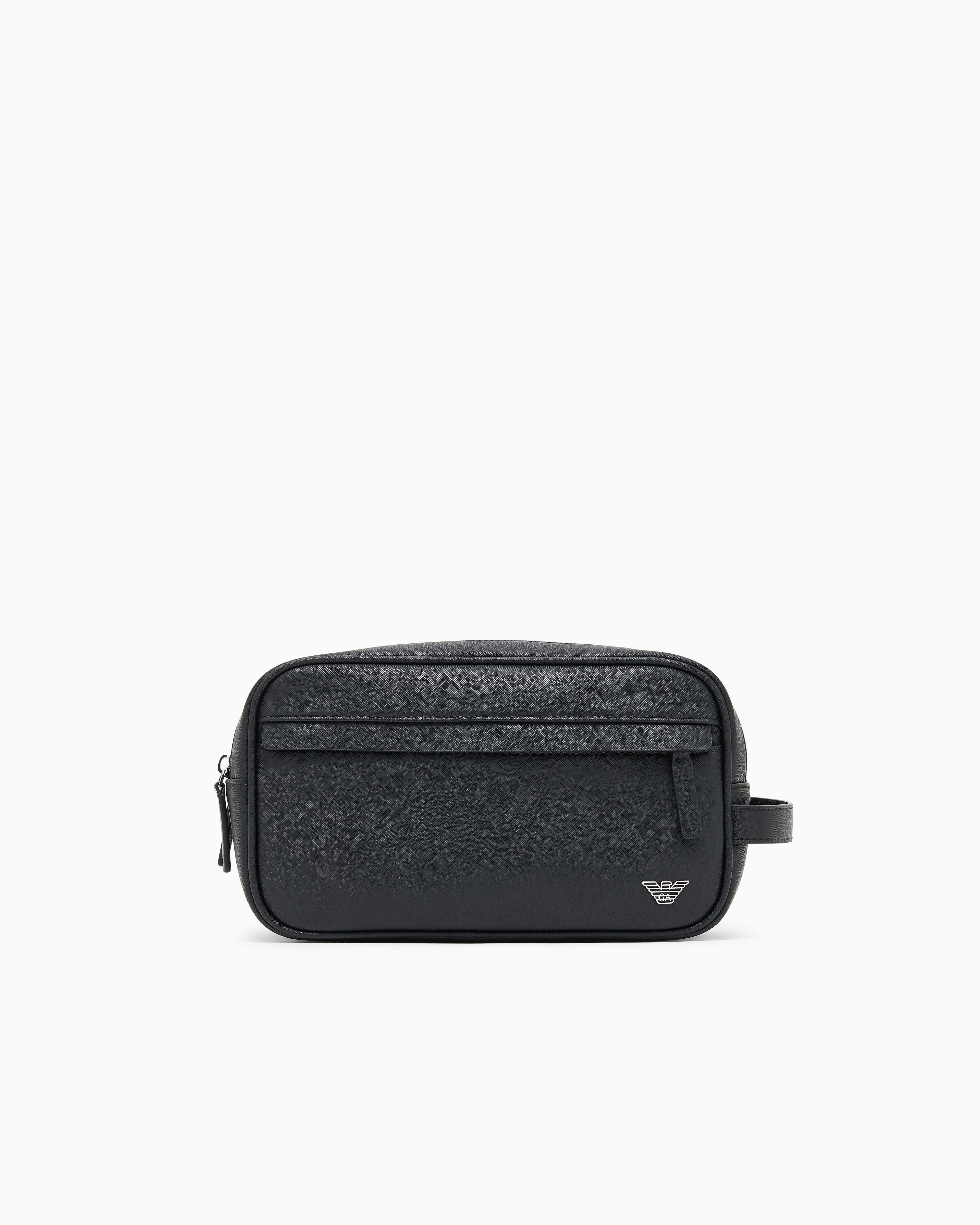Emporio Armani Black Regenerated Saffiano Washbag