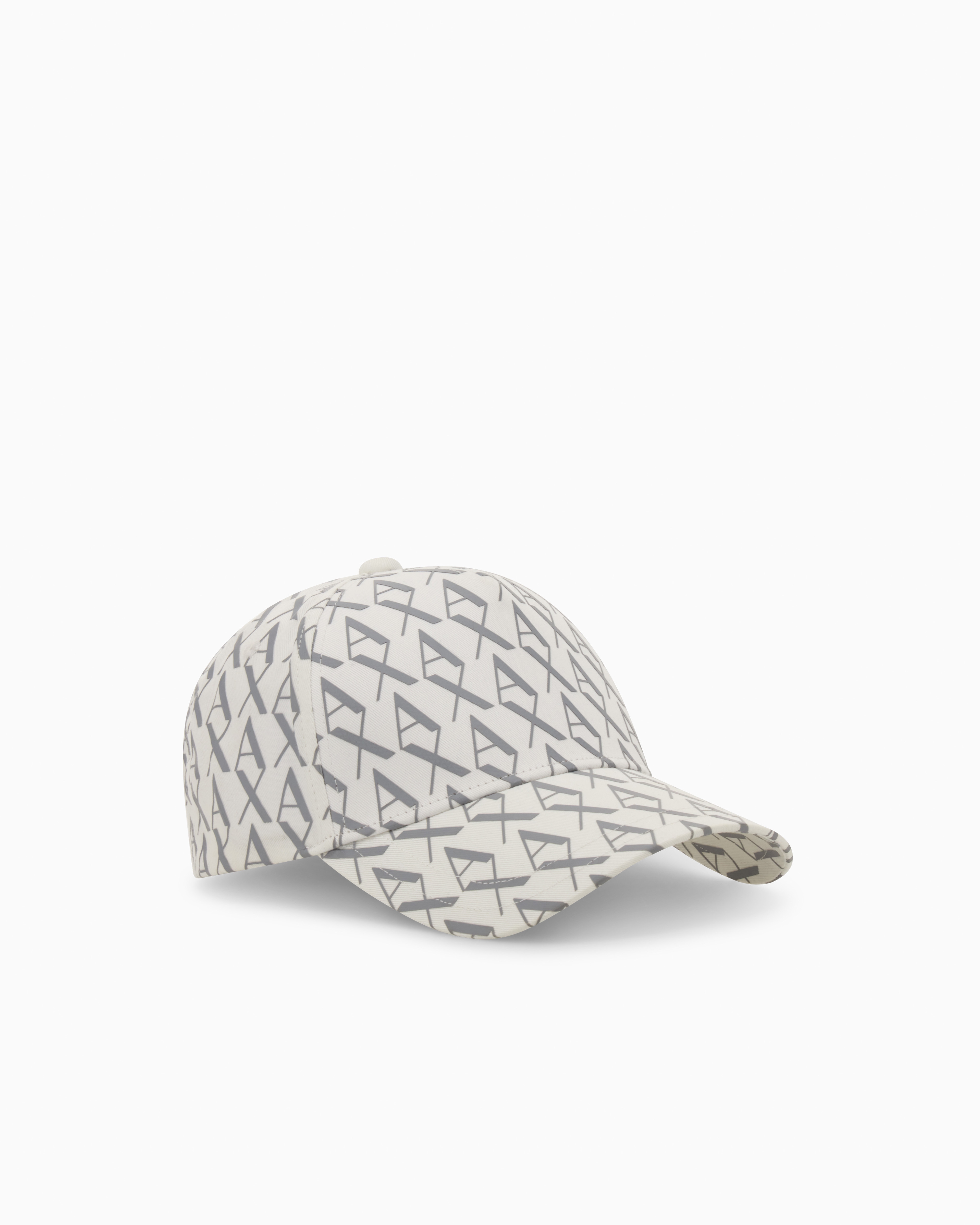 Armani Exchange White Sun Protection Cap In Cotton Twill