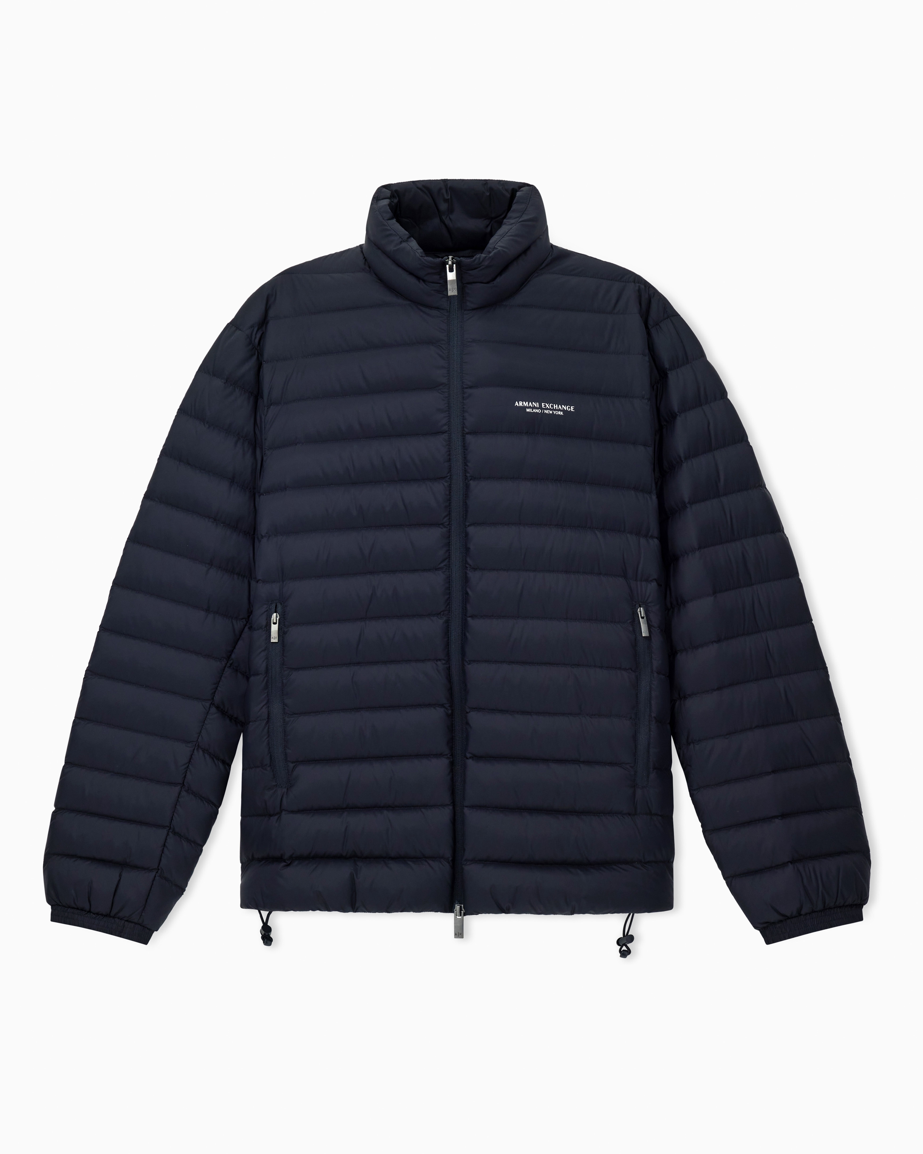 Armani Exchange - Quilted full zip down jacket, Man, Navy Blue, Size: