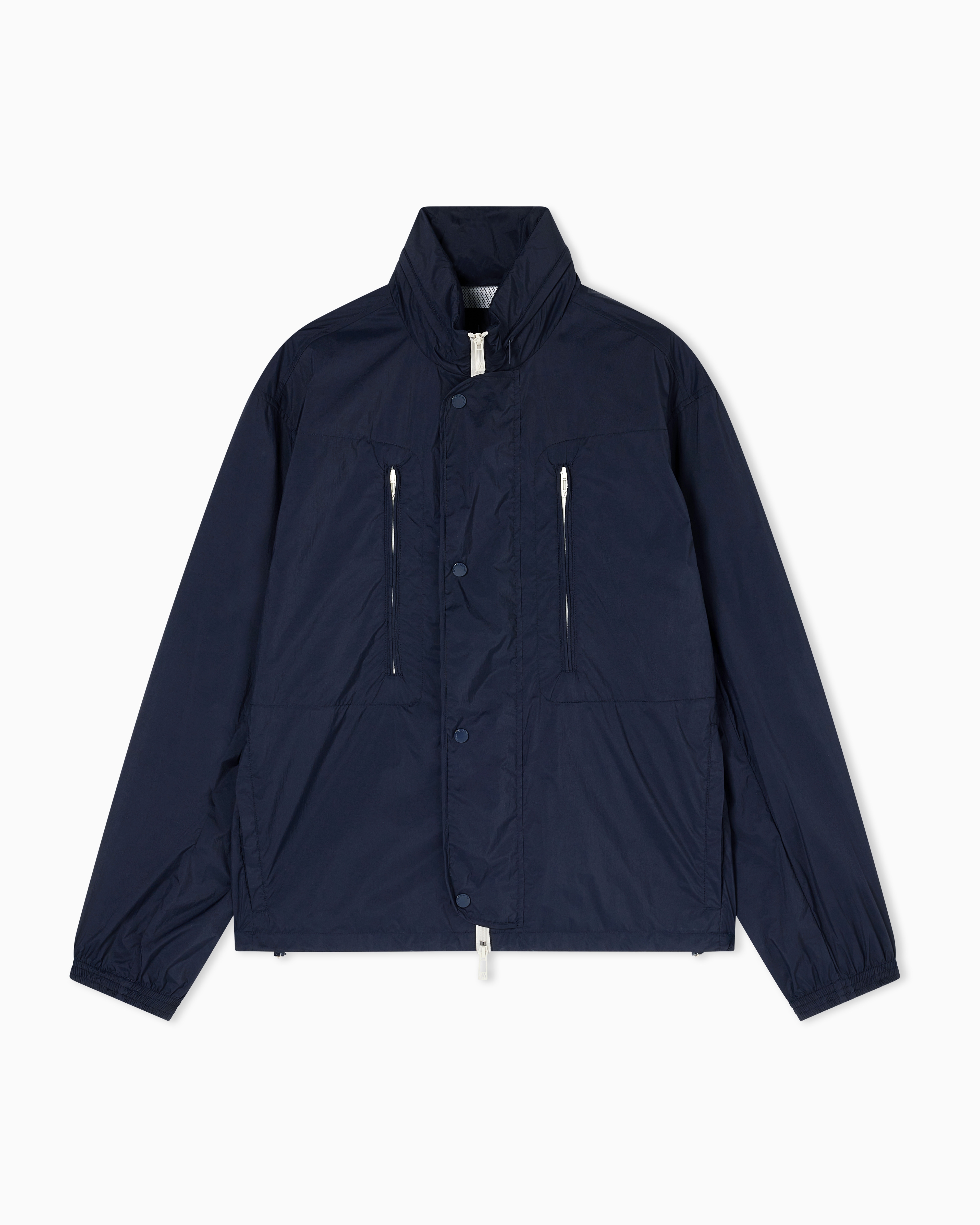 Armani Exchange Navy Blue Ultralight Nylon Blouson With Technical Details