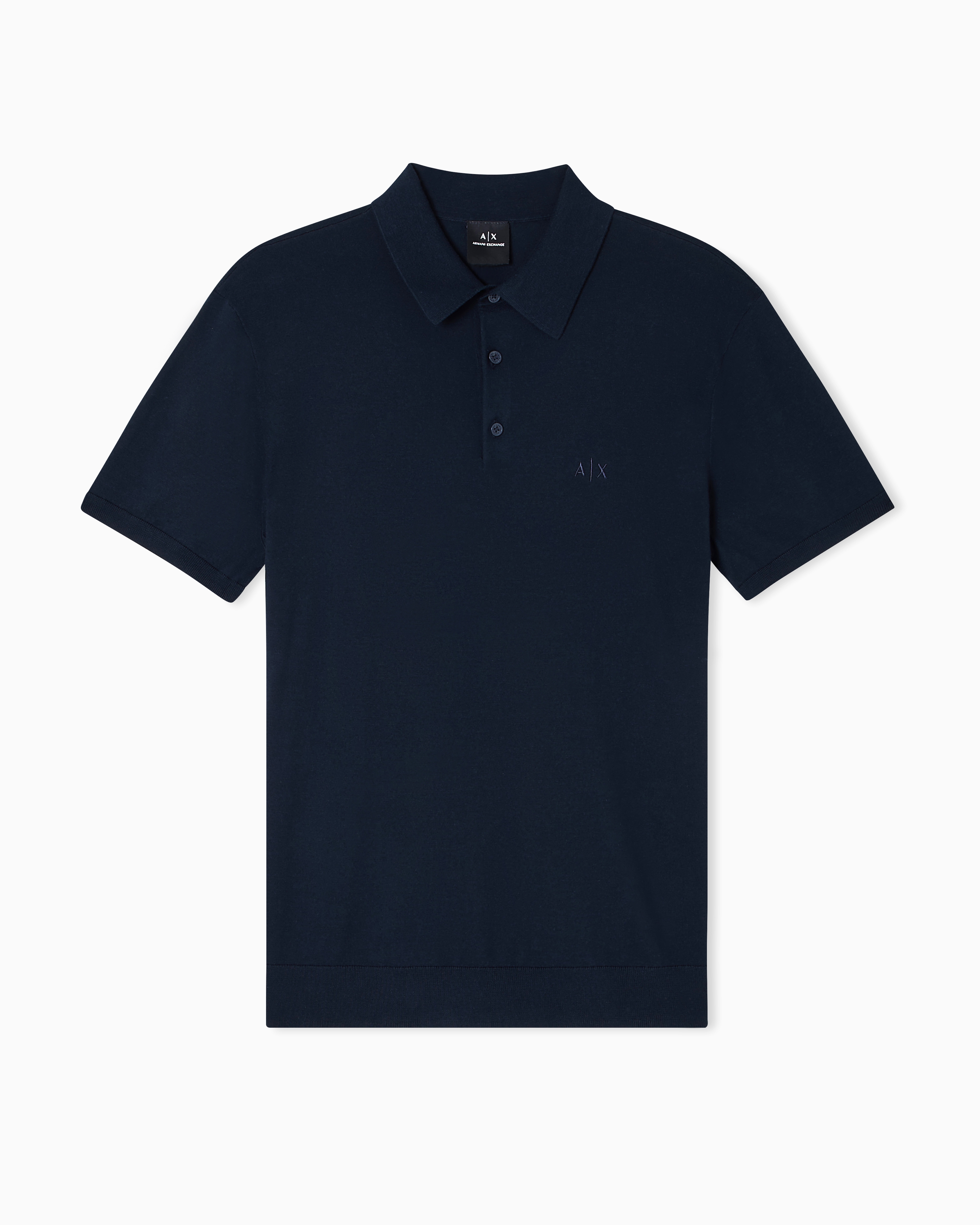 Armani Exchange - Pique polo shirt with contrasting details, Man, Navy Blue, Size: