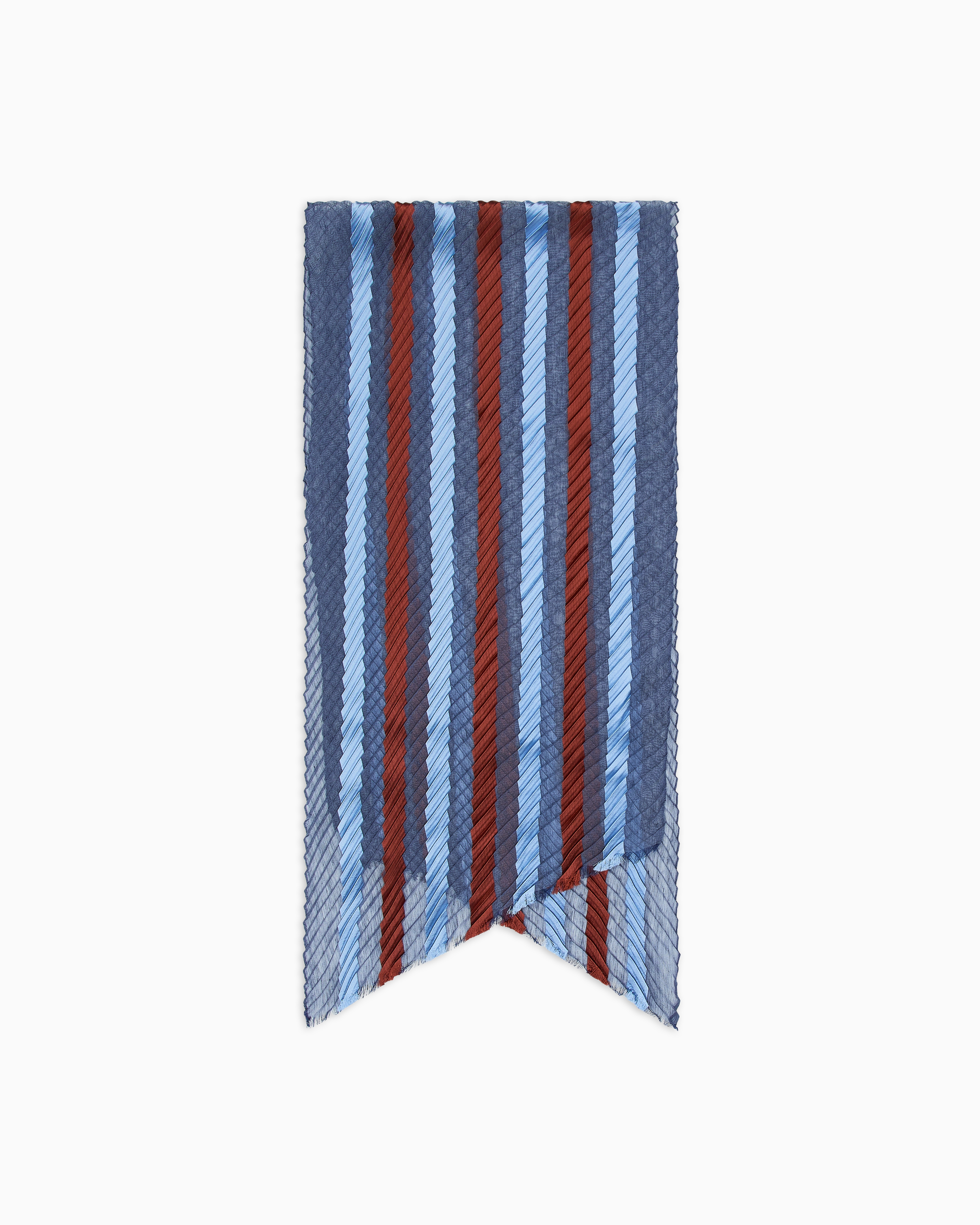 Giorgio Armani Orange Pleated Striped Silk Stole