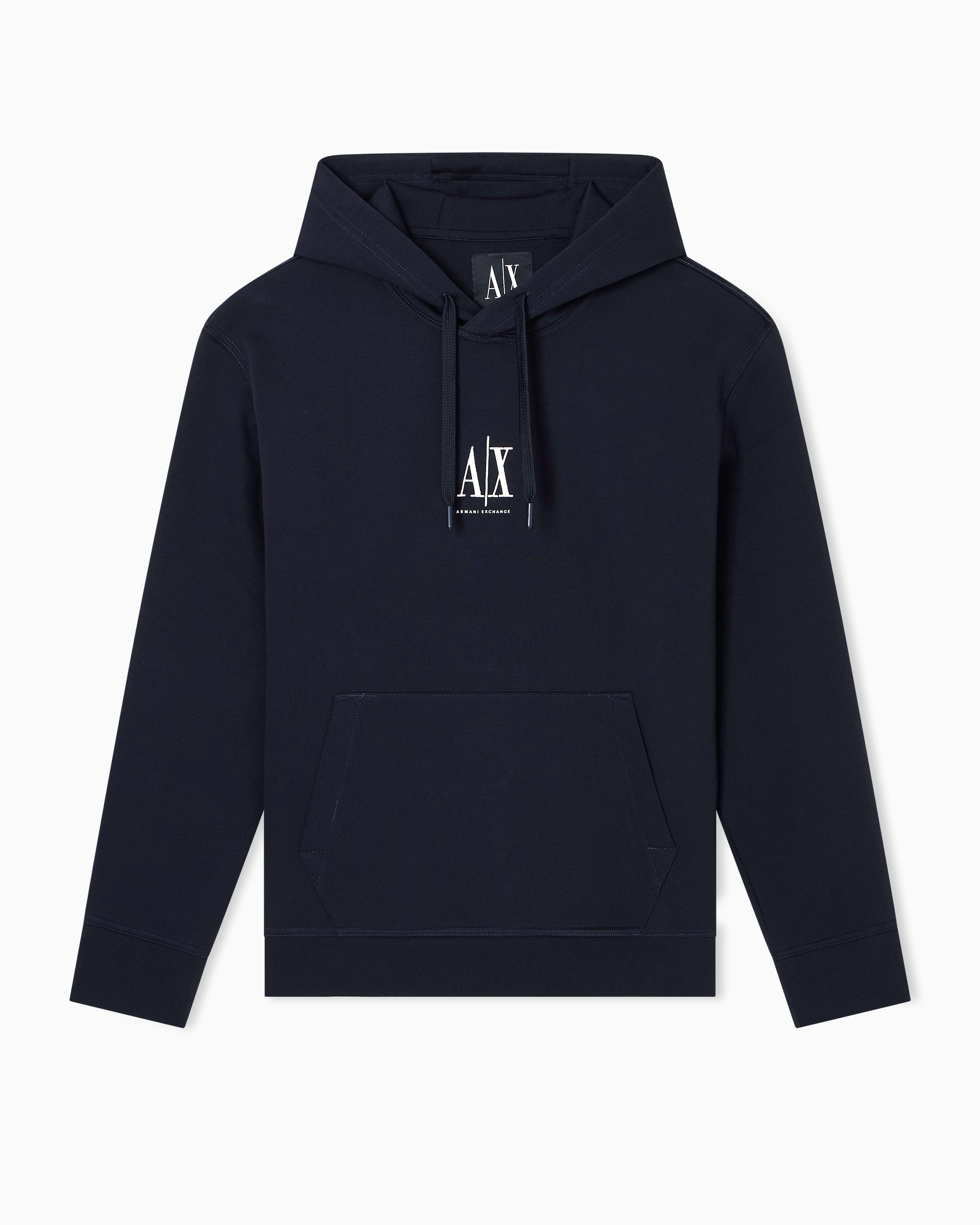 Armani Exchange - Hoodie with embroidered logo, Man, Navy Blue, Size: