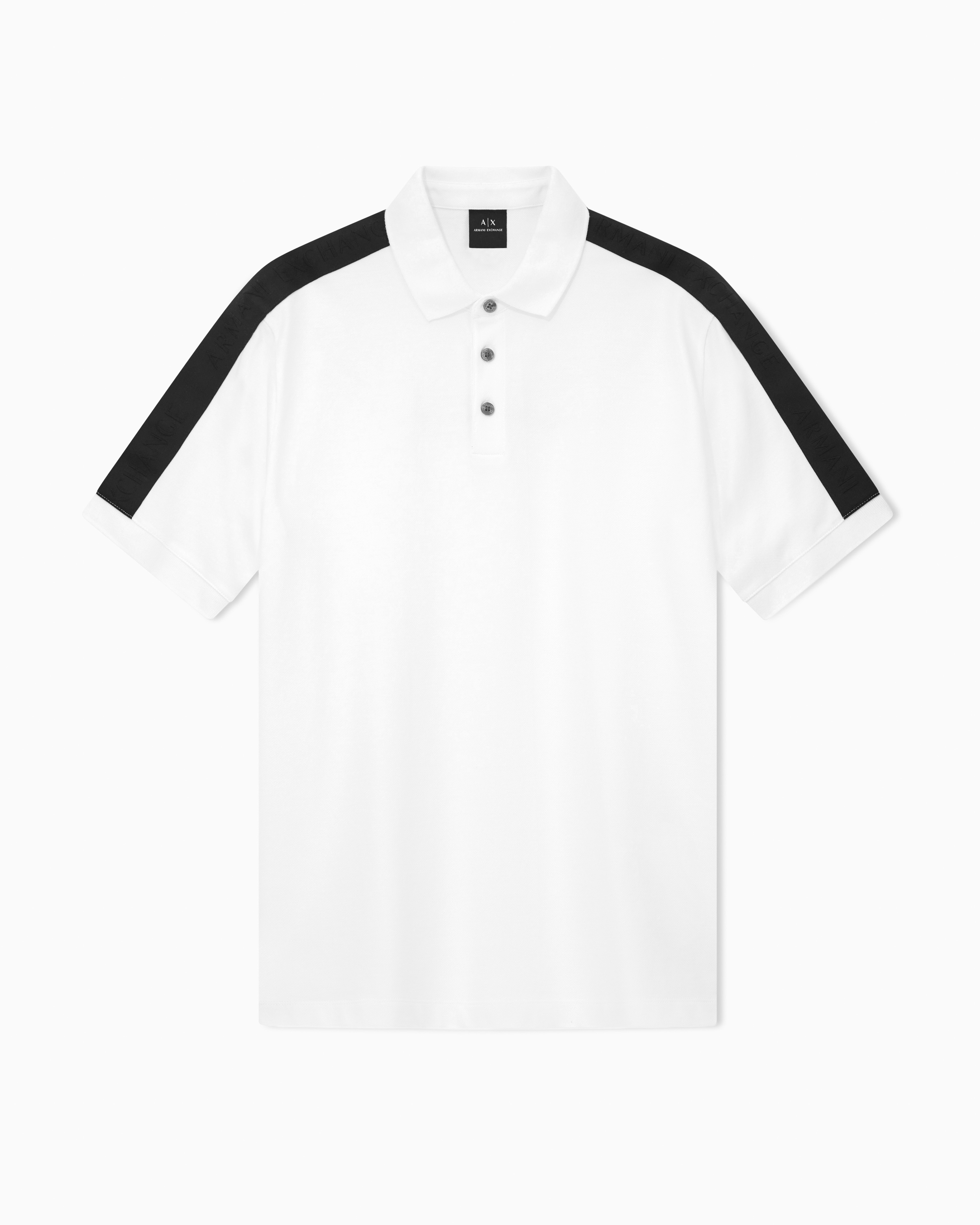 Armani Exchange White Contrasting Tape Polo In Cotton Pique