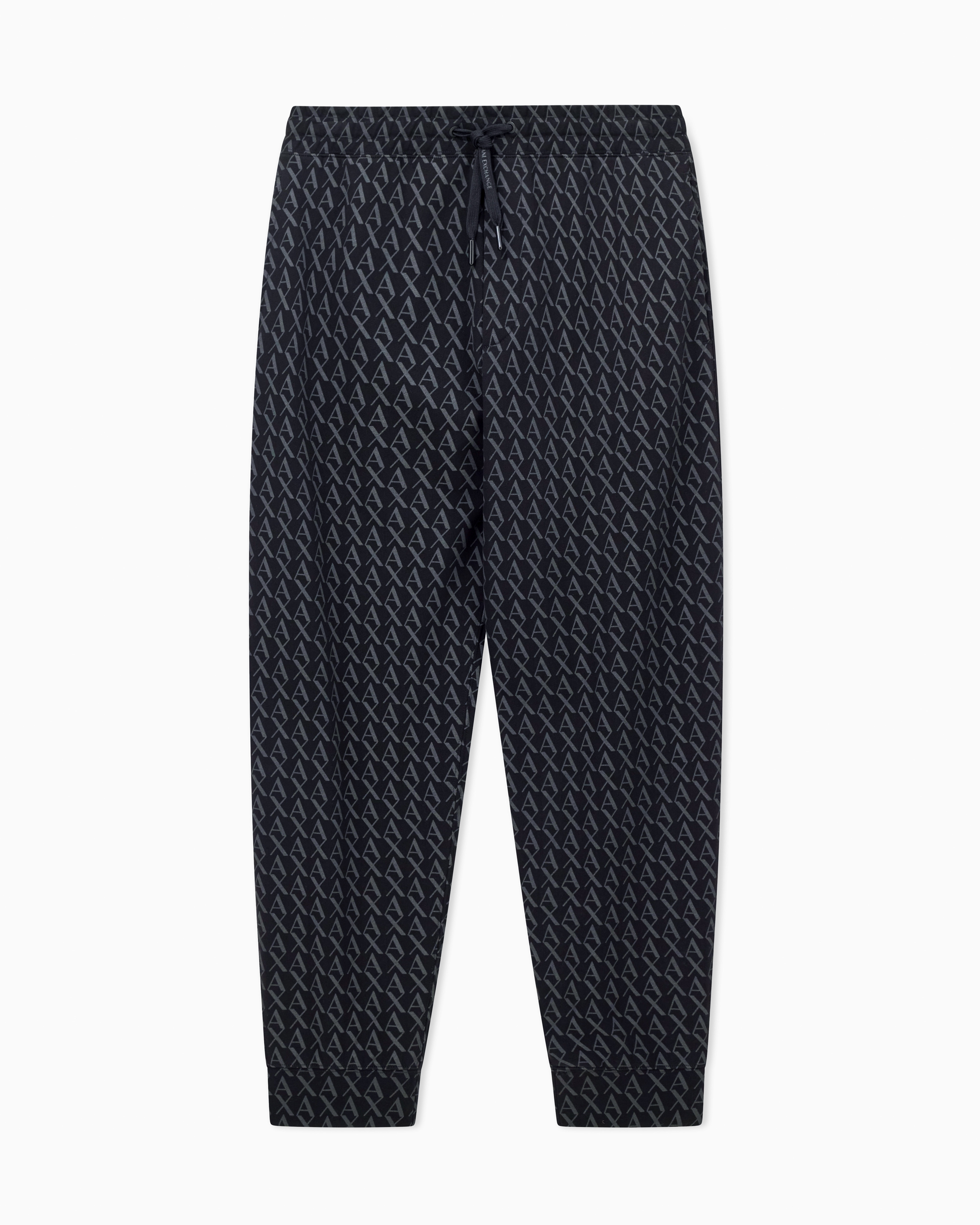 Armani Exchange Men's Black French Terry Cotton Joggers