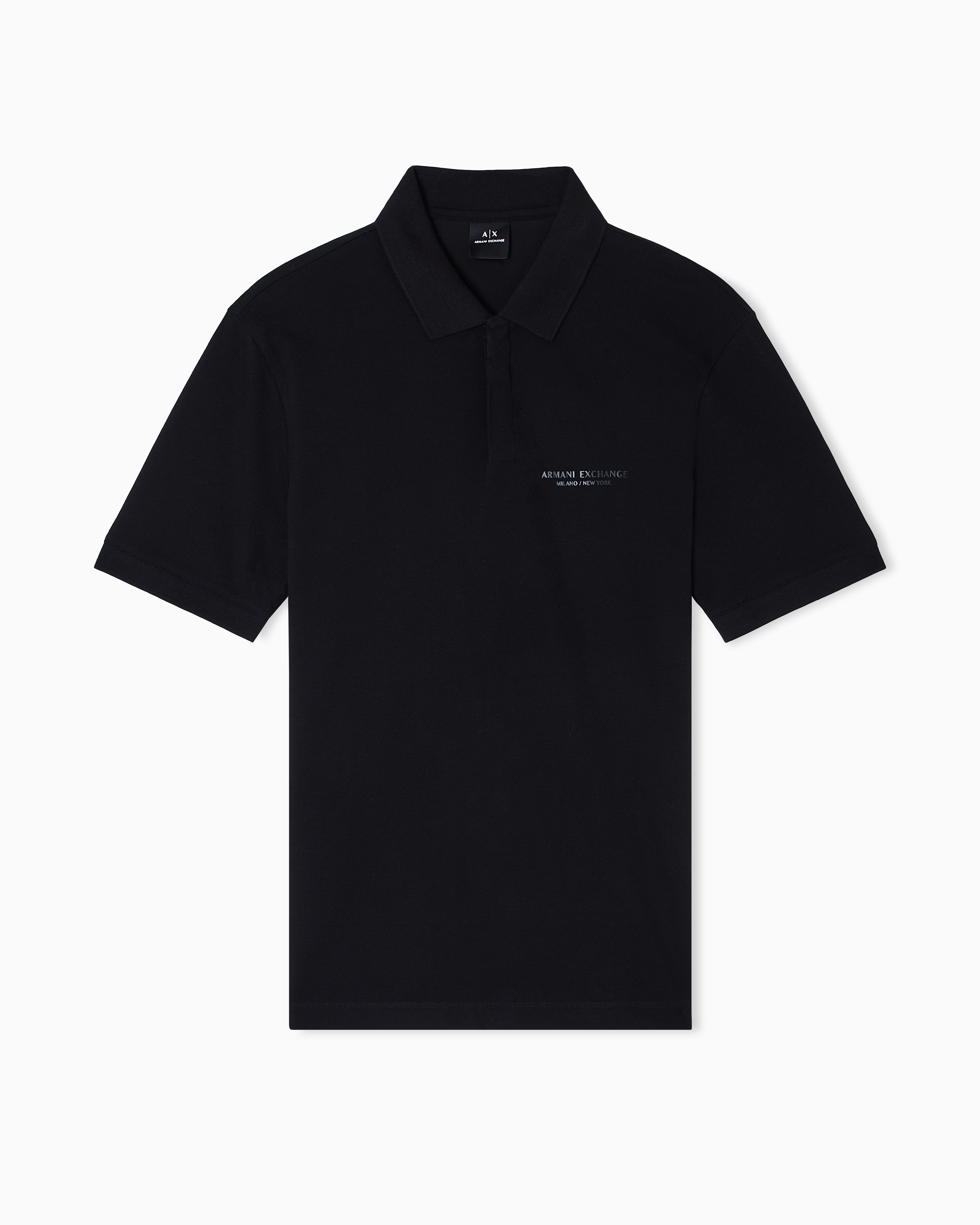 Armani Exchange Black Regular Fit Polo Shirt With Tone-On-Tone Logo