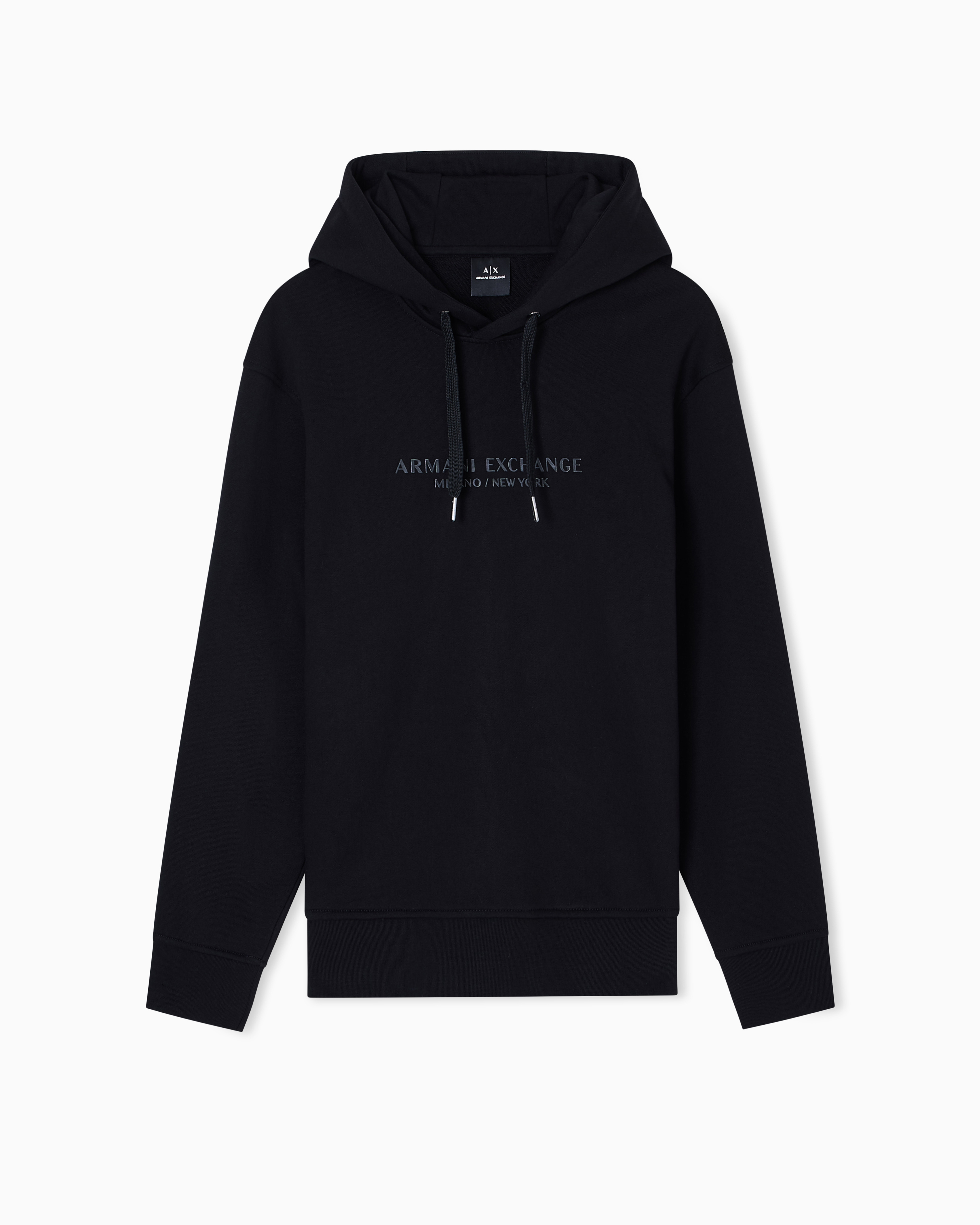Armani Exchange - HOODED COTTON LOGO SWEATSHIRT, Man, Black, Size: