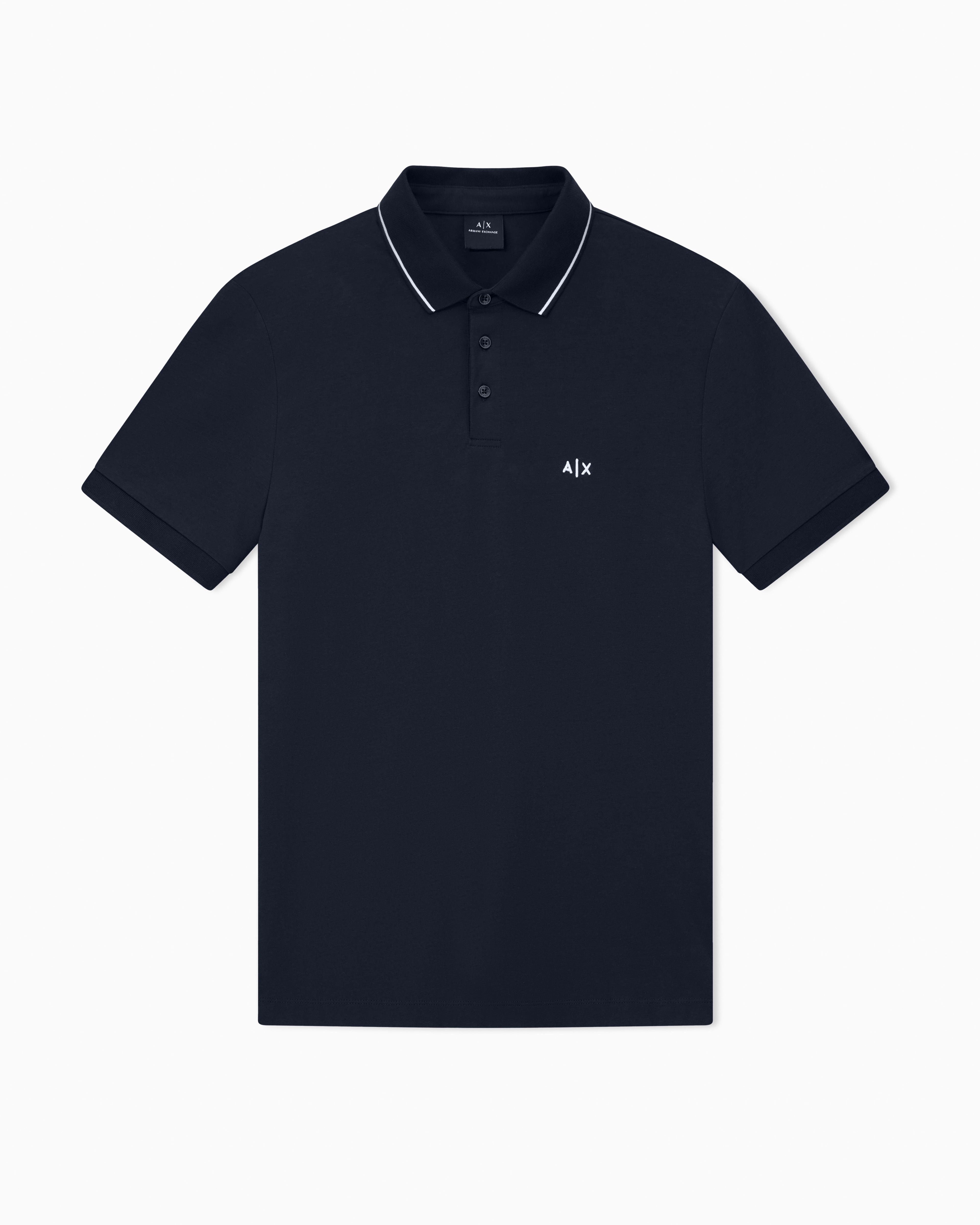 Slim fit polo shirt with logo and piping