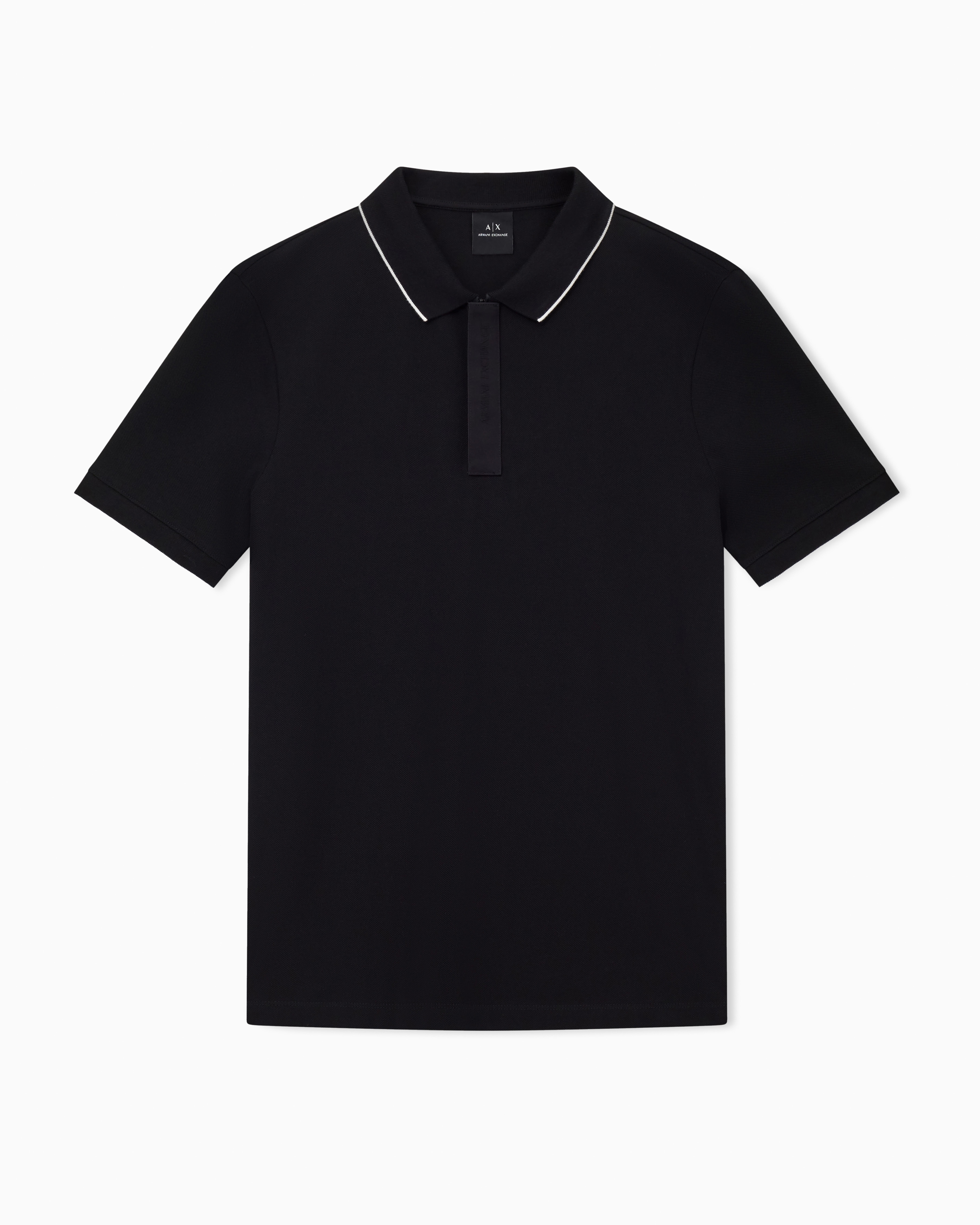 Armani Exchange Black Slim Fit Polo With Button Insert