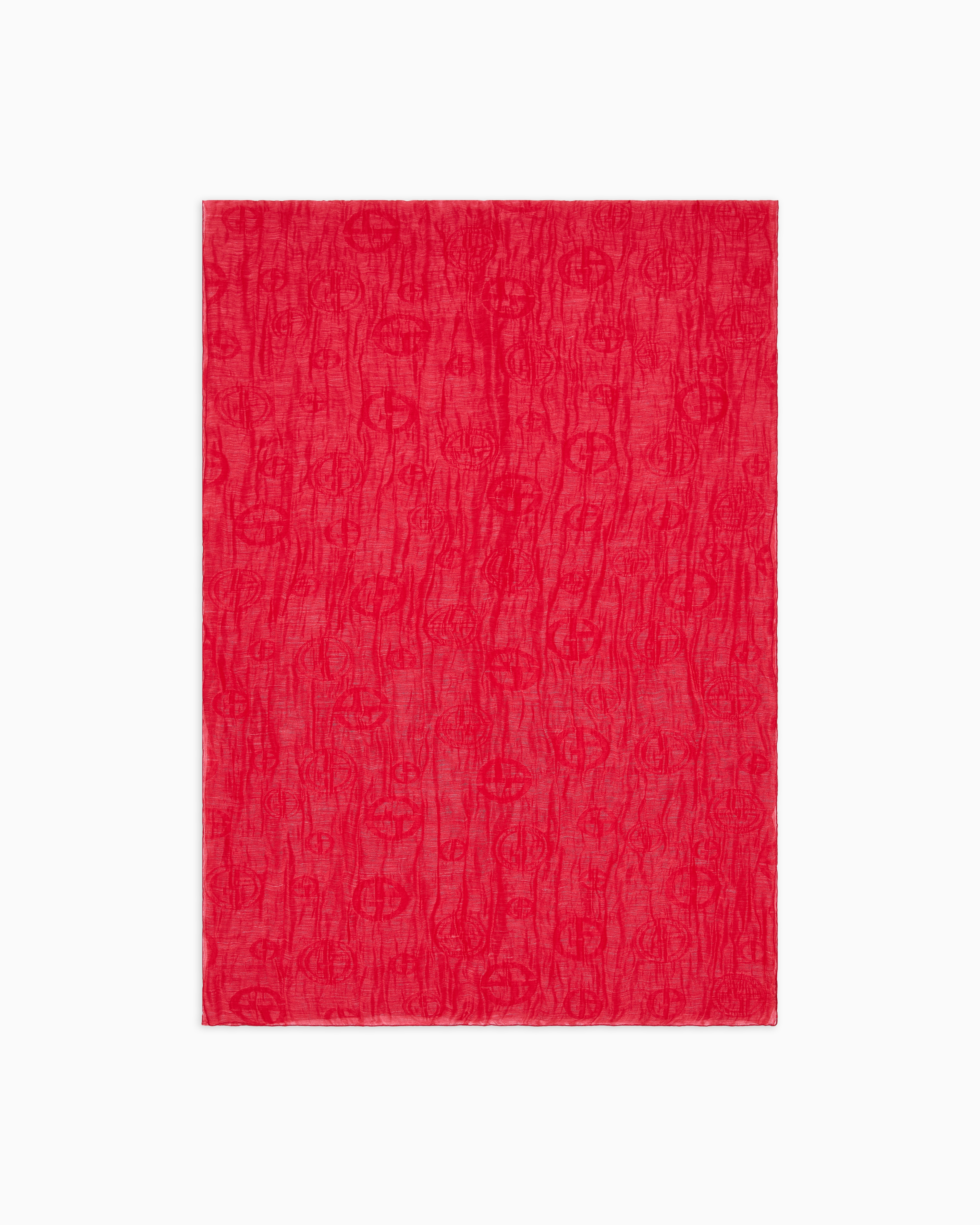 Giorgio Armani Red Froissé Jacquard Silk Stole