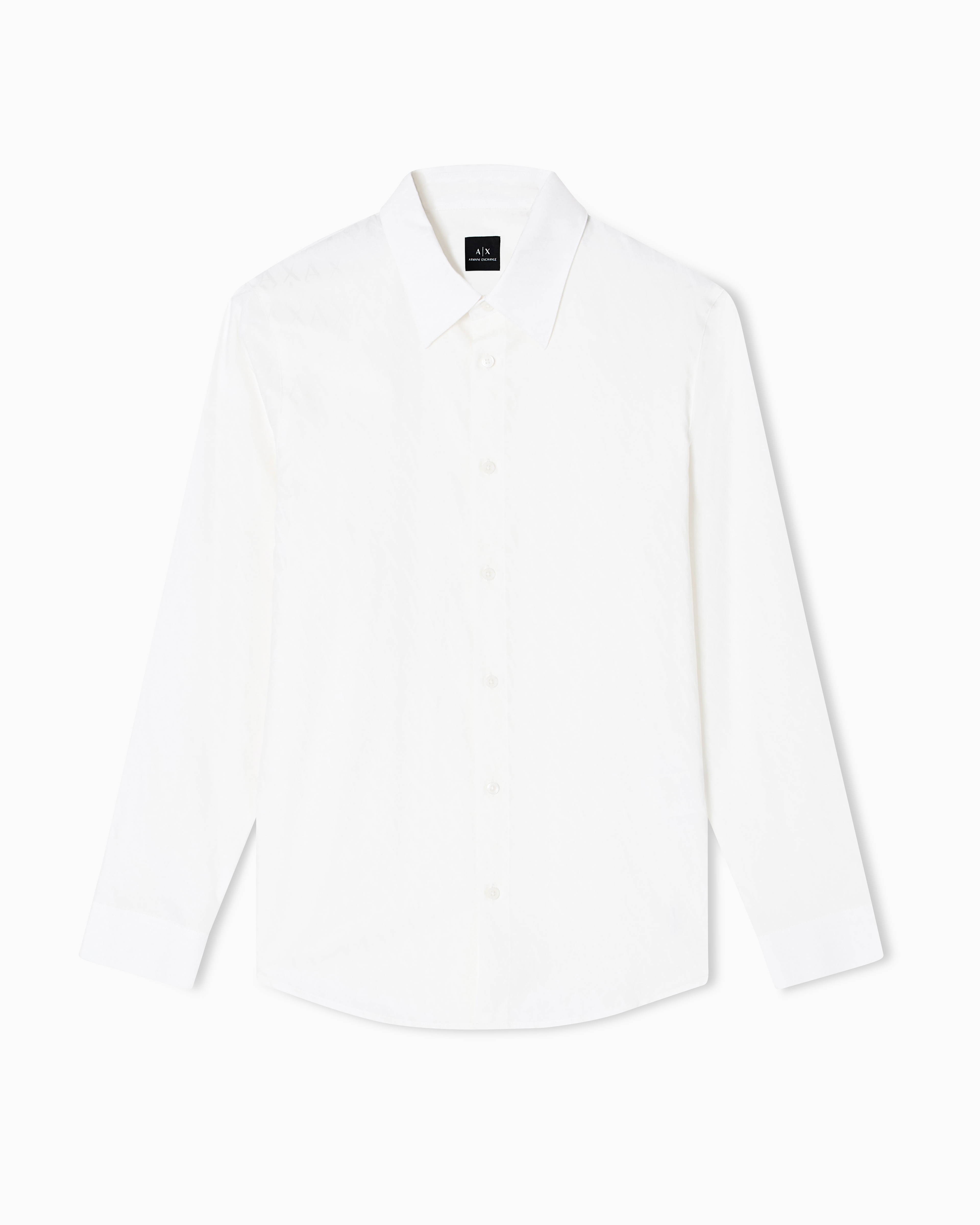 Armani Exchange White Regular Fit Jacquard Cotton Shirt