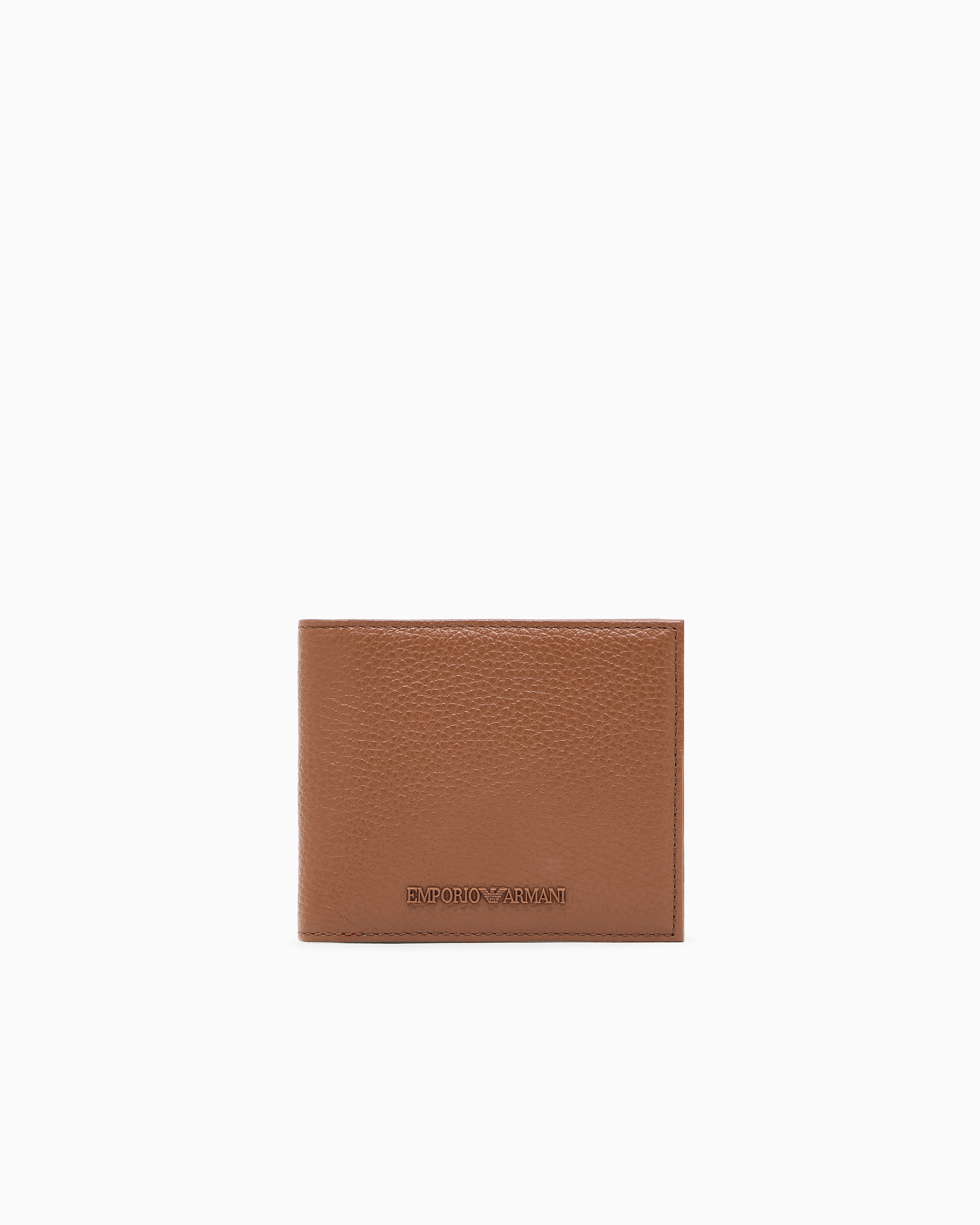 フラップ付きコインポケット ペブルレザー 二つ折り財布 | Emporio Armani