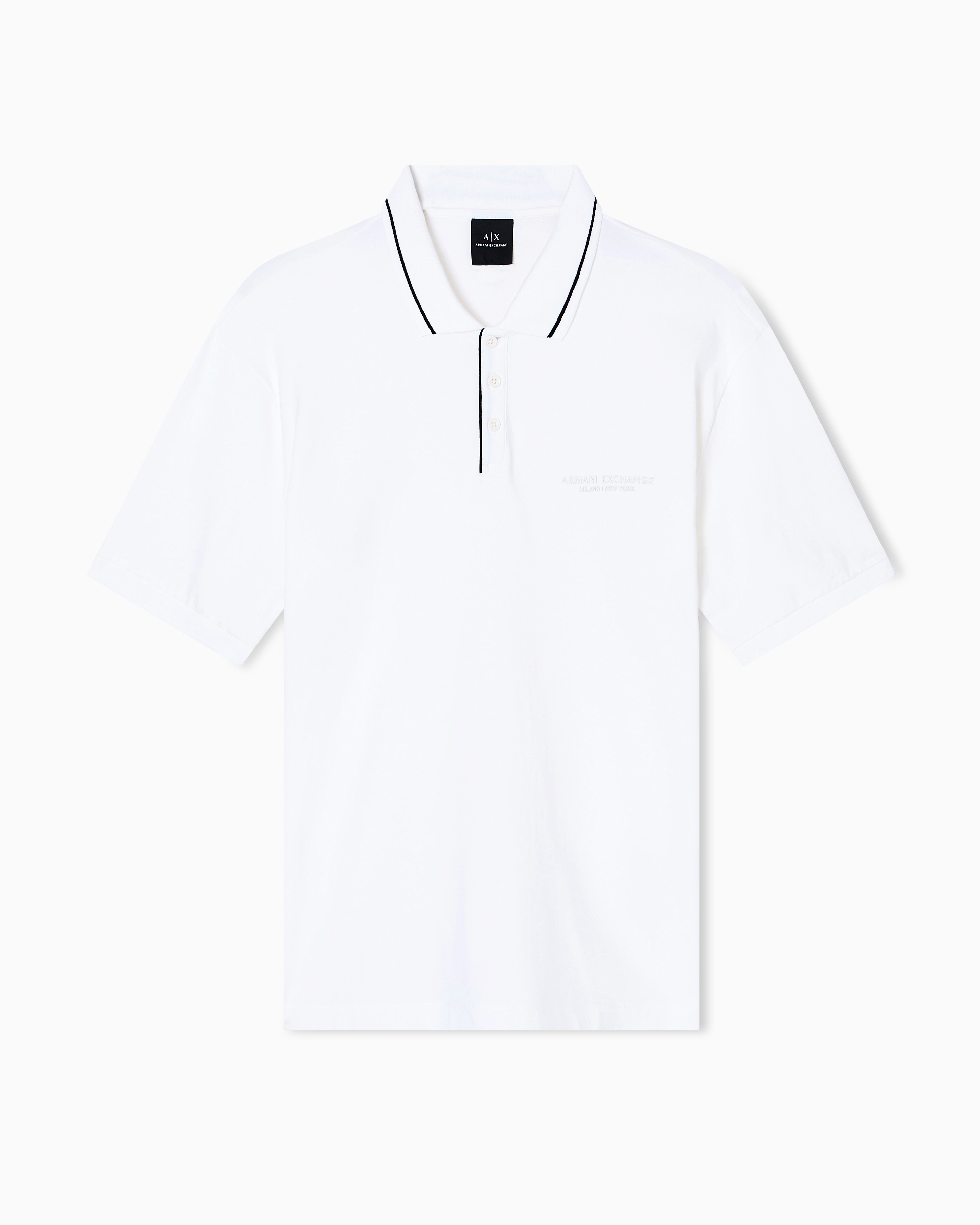 Armani Exchange White Regular Fit Polo Shirt In Stretch Jersey