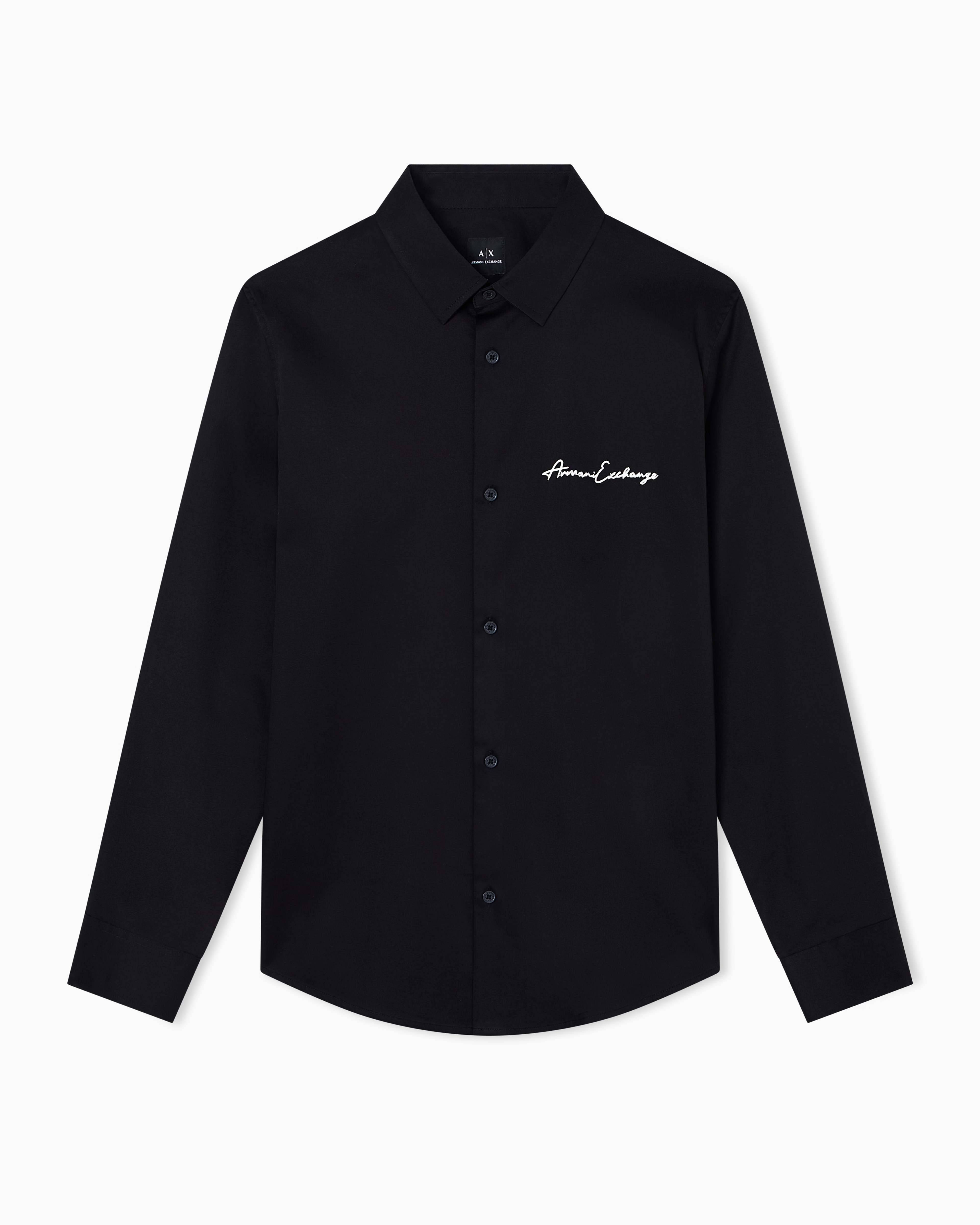 Armani Exchange - Regular fit shirt with embroidered logo, Man, Black, Size: