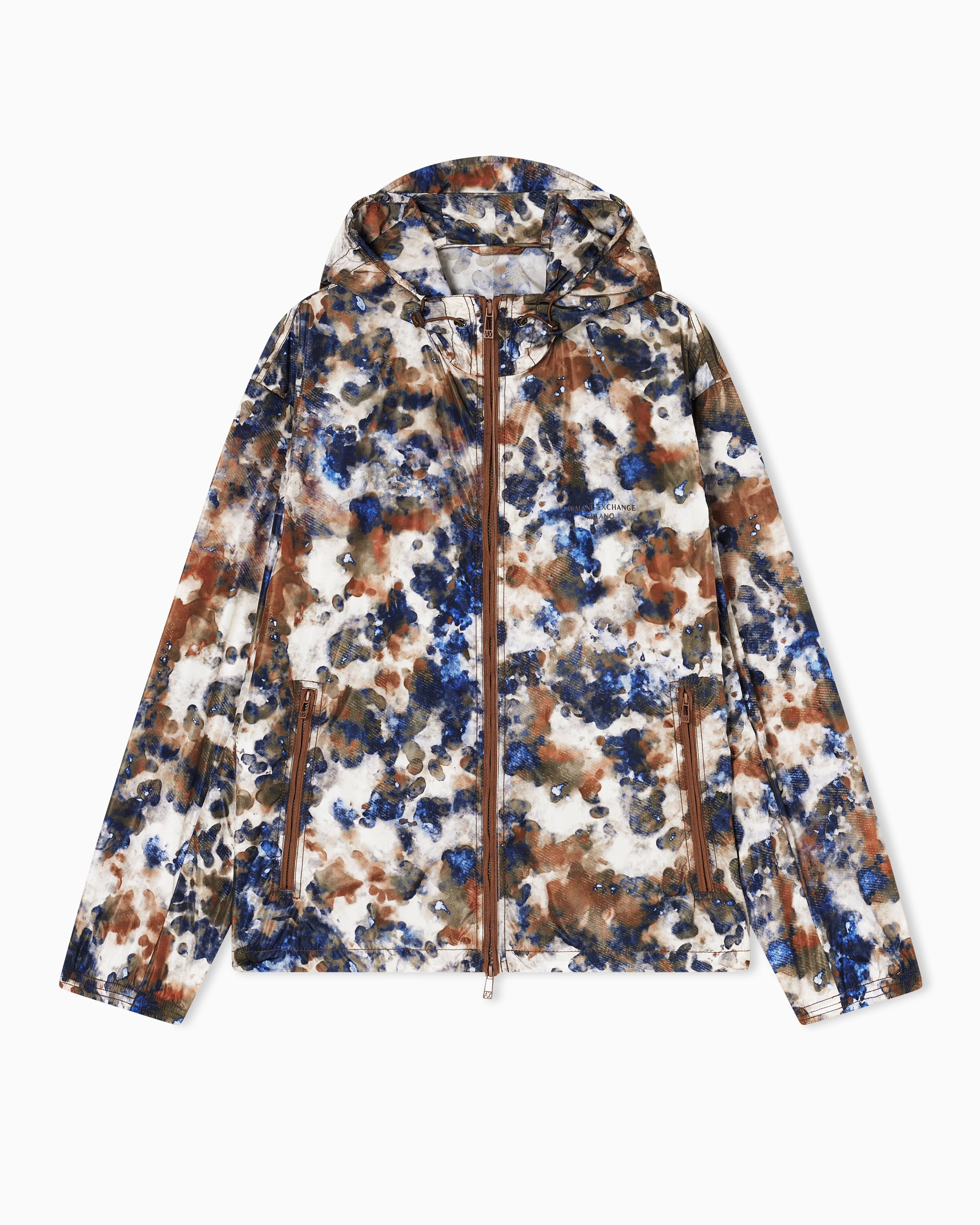Armani Exchange Patterned Lightweight Windbreaker Made Of Technical Nylon