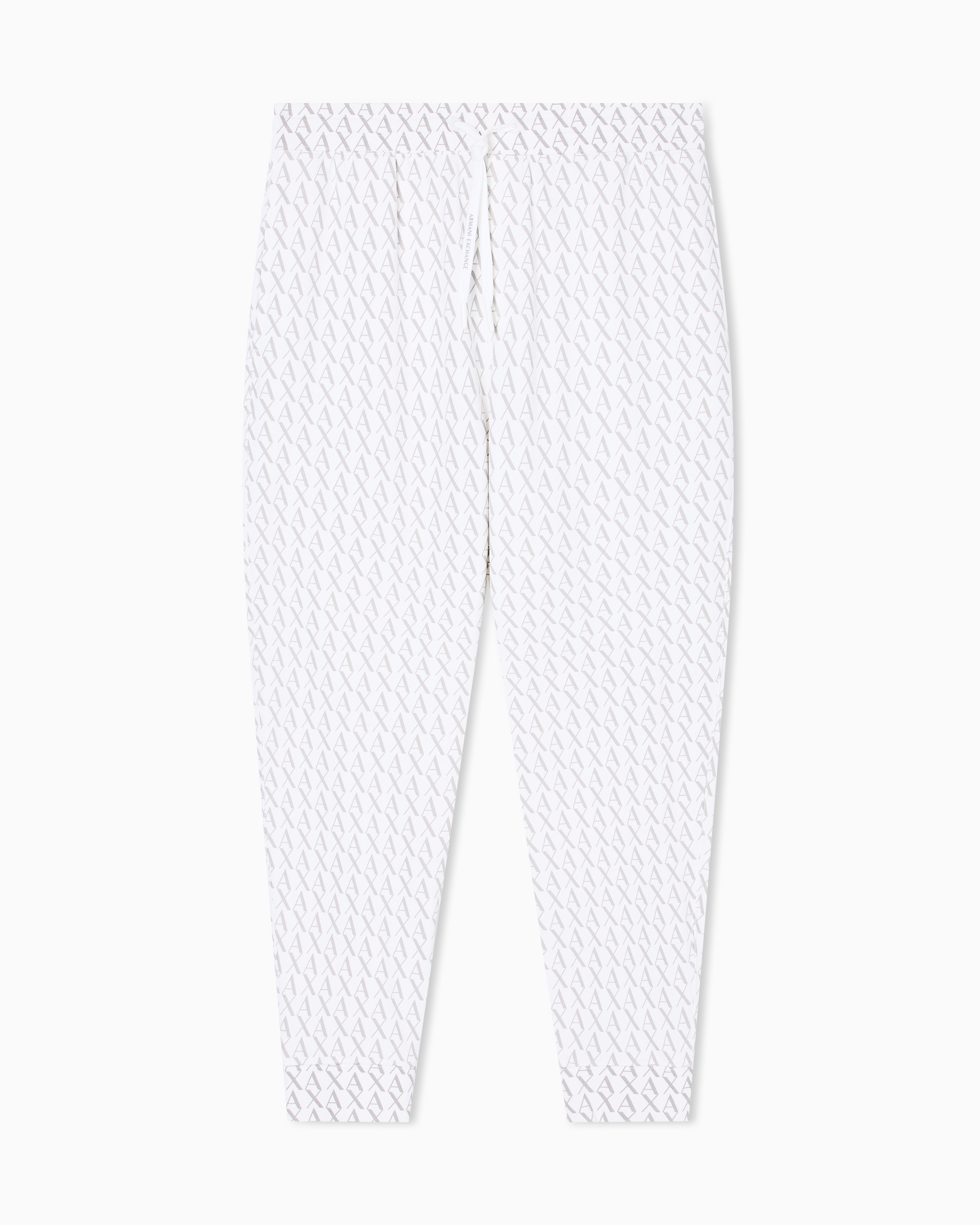 Armani Exchange White Jogger Pants With All-Over Logo Print